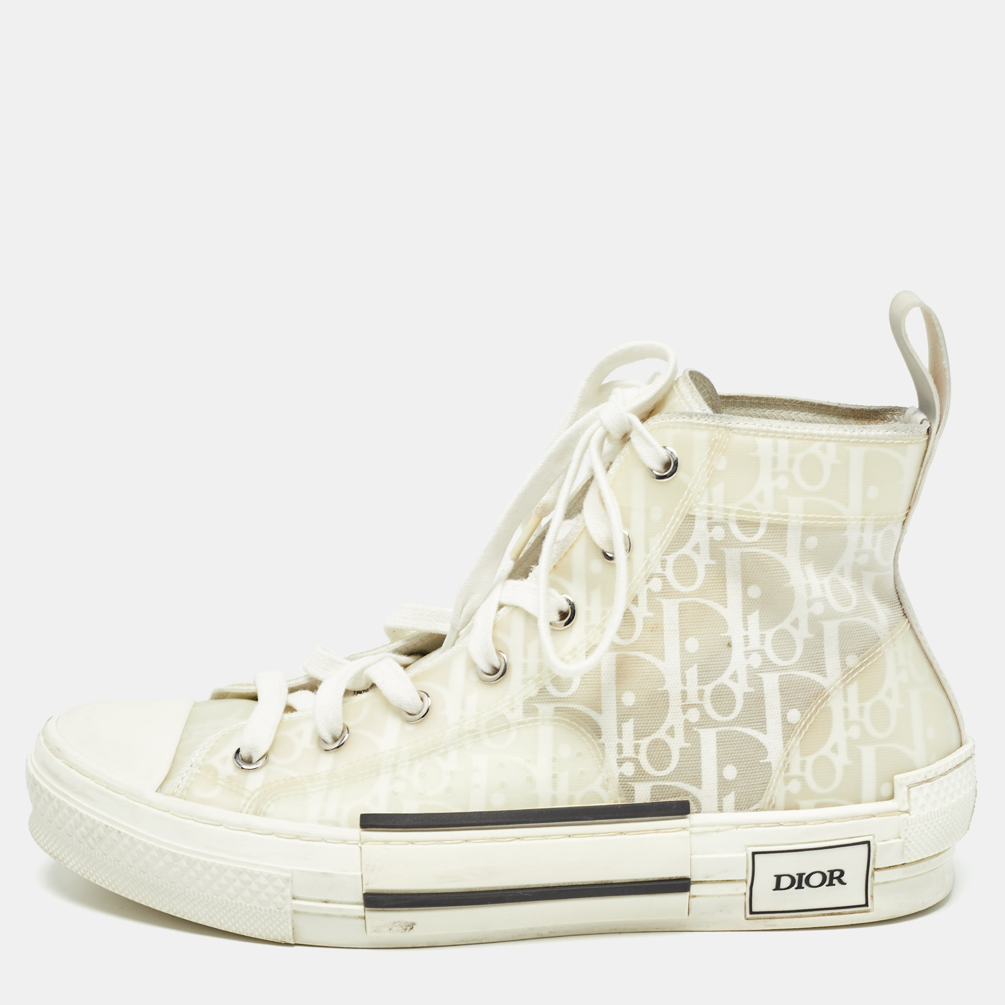 Dior white mesh and rubber b23 high top sneakers size 39