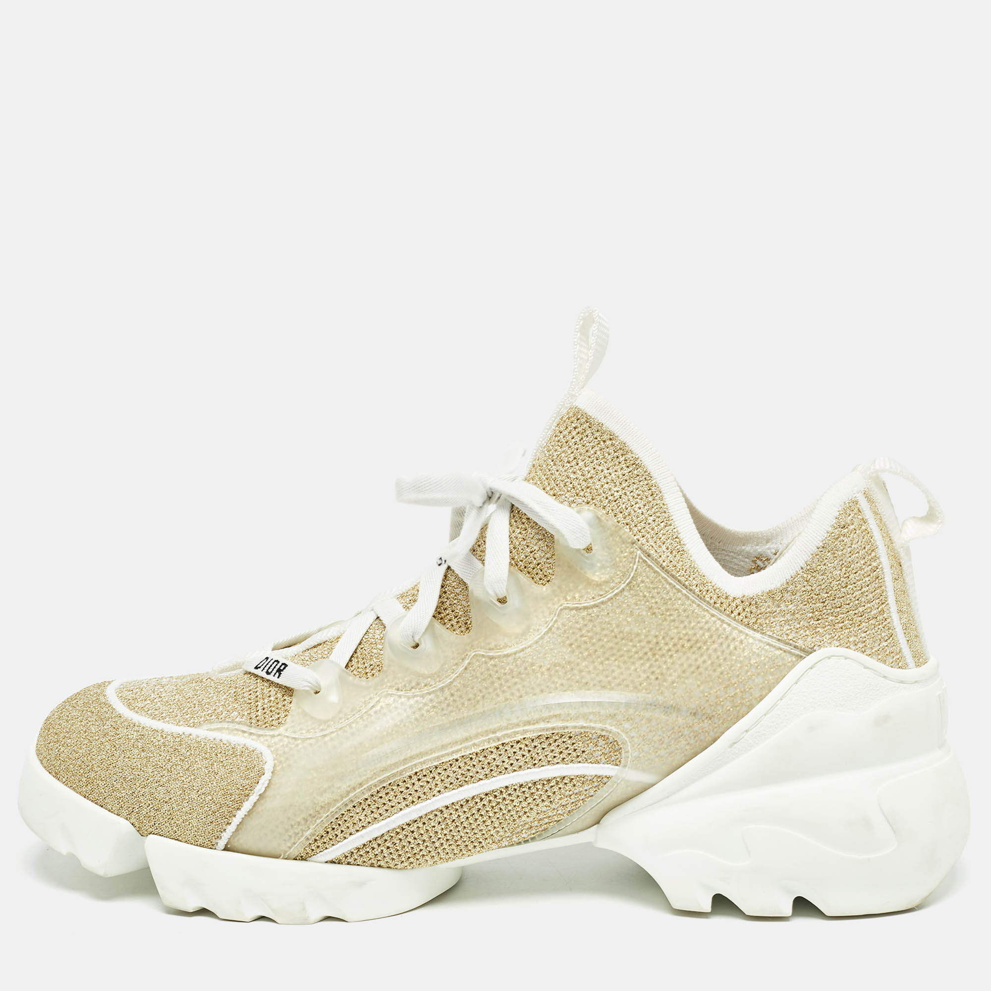 Dior gold mesh and rubber d-connect sneakers size 40