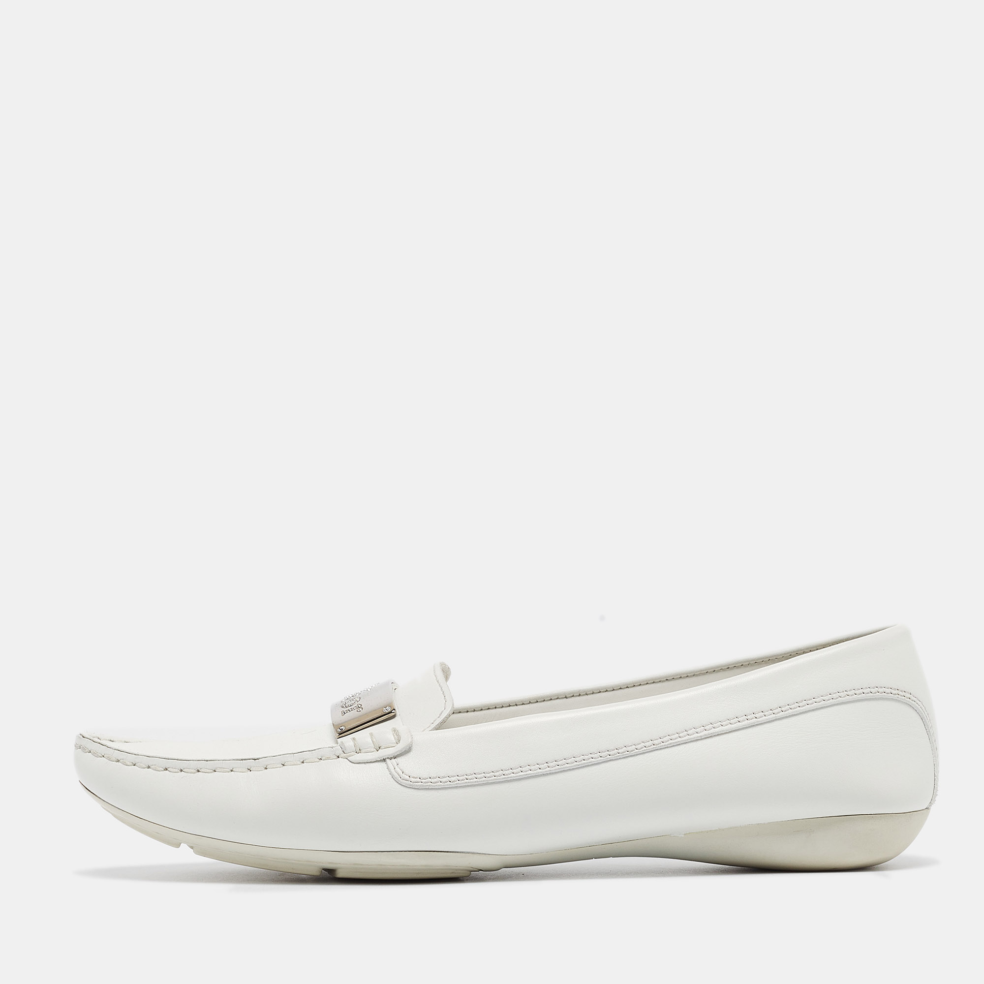 Dior white leather loafers size 39.5