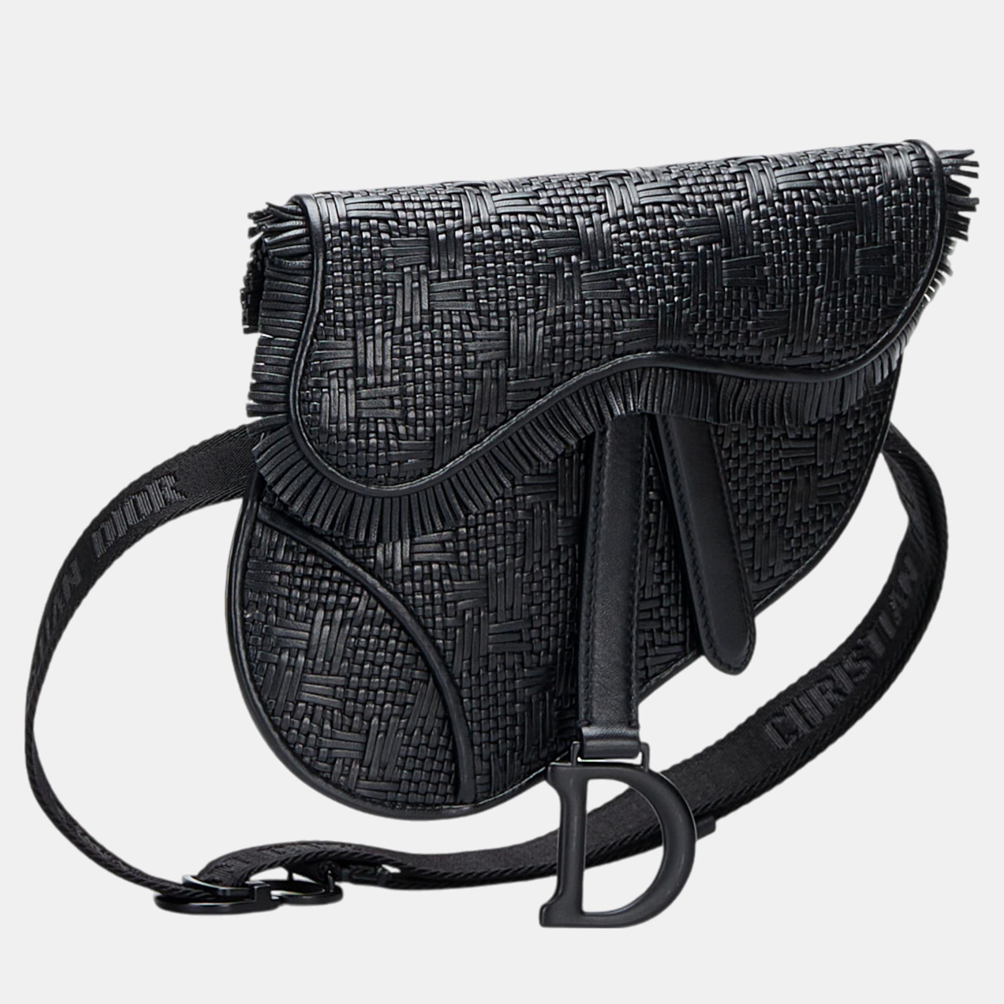 Dior Black Ultra Matte Woven Saddle