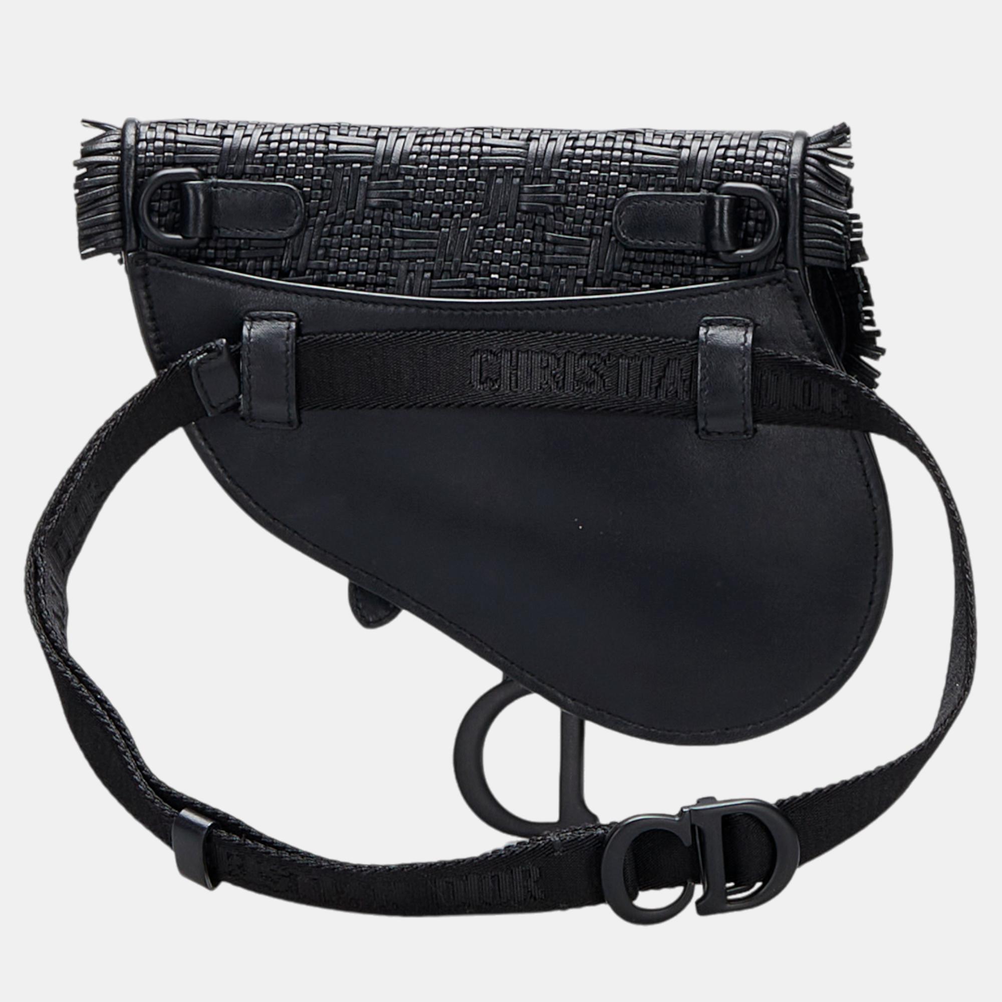 Dior Black Ultra Matte Woven Saddle