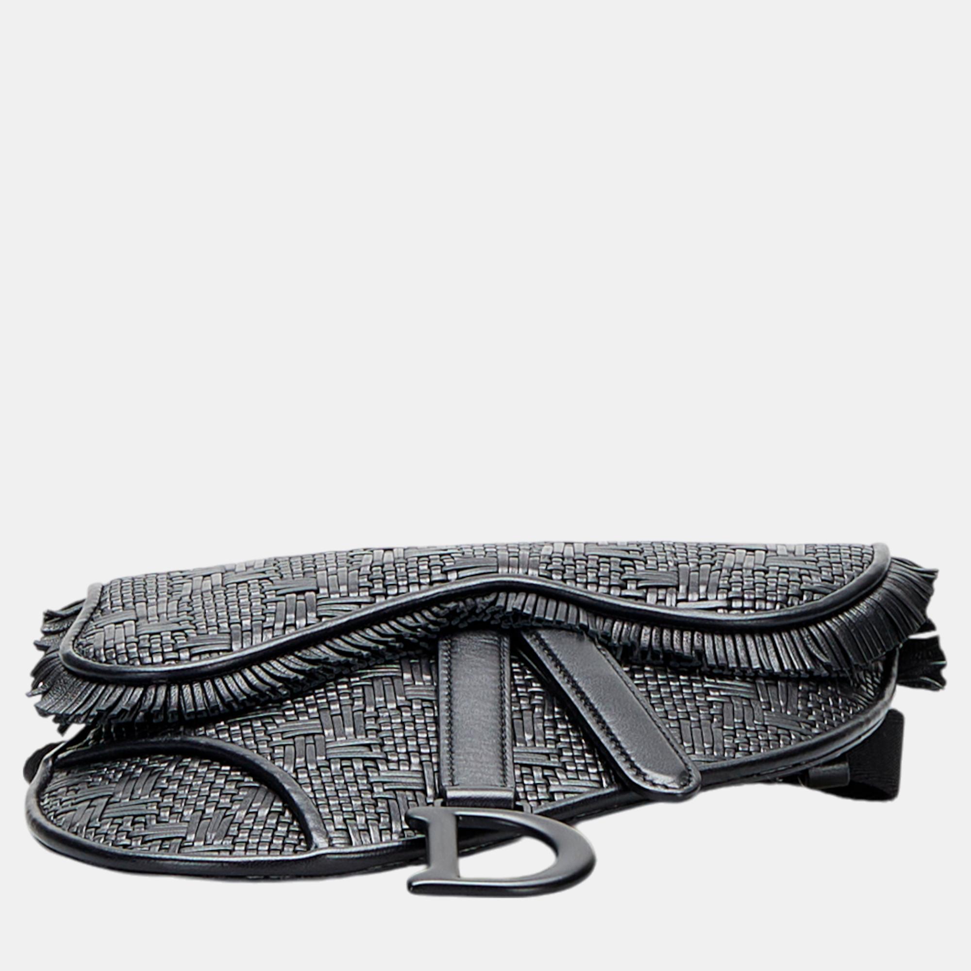 Dior Black Ultra Matte Woven Saddle