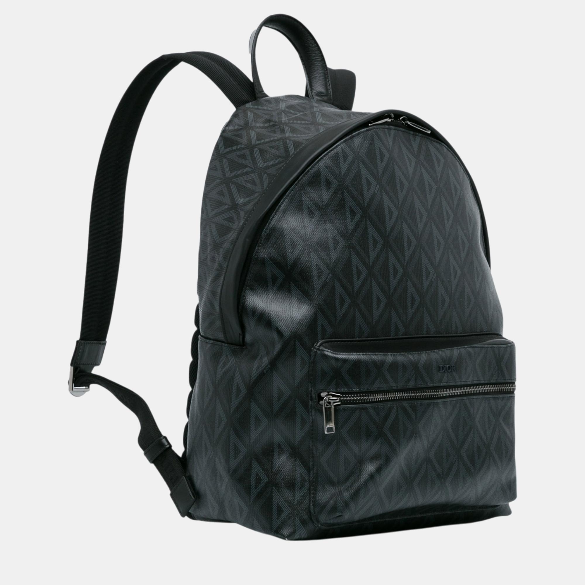 Dior Black/Grey CD Diamond Rider Zipped Backpack