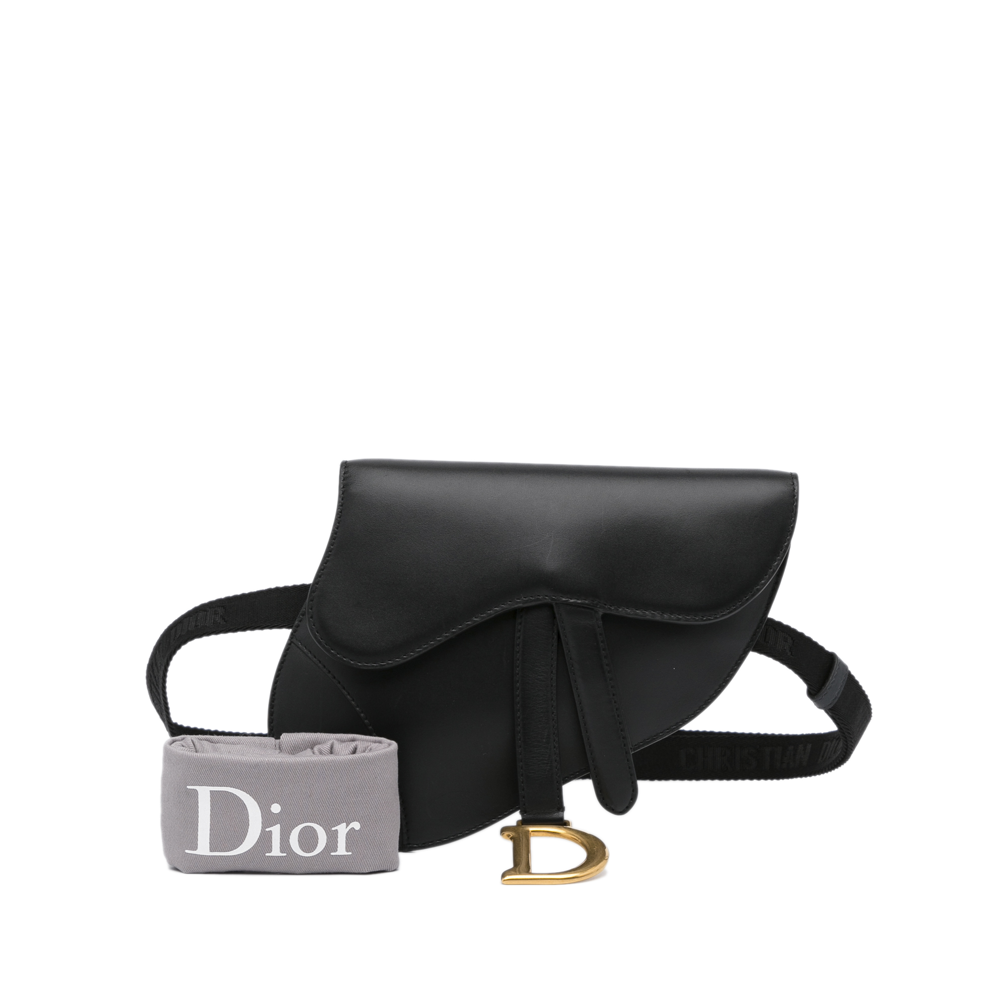Dior Black Leather Saddle Belt Bag
