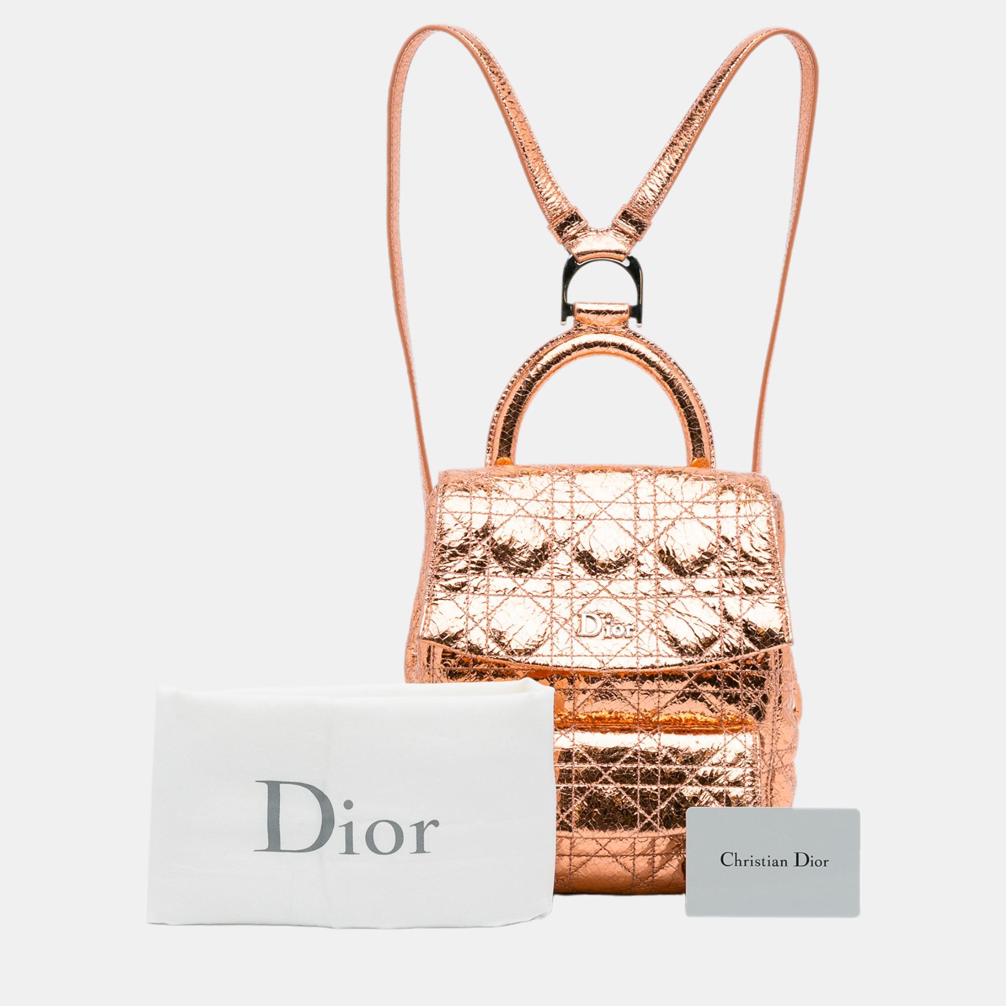 Dior Gold Small Metallic Cannage Stardust Backpack