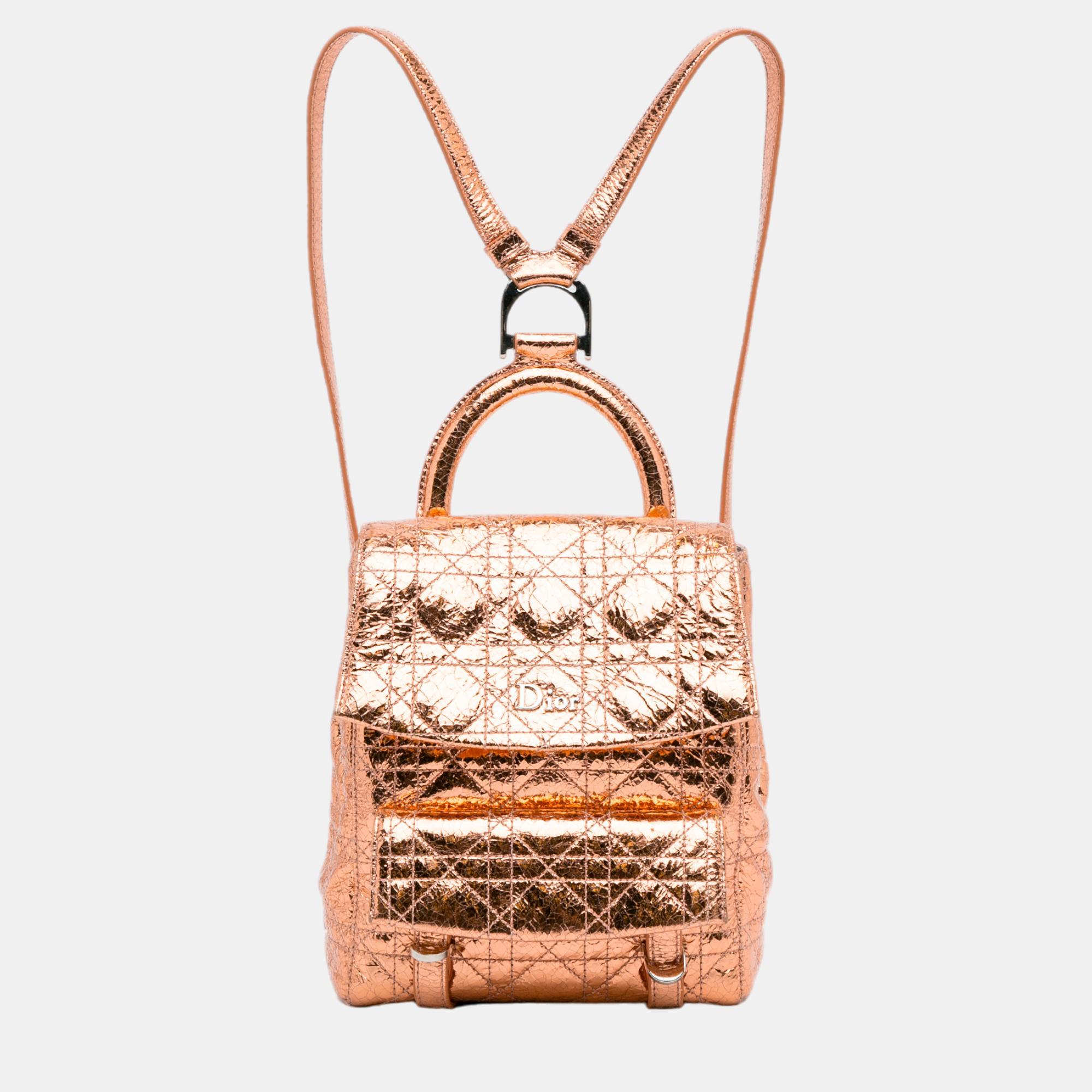 Dior Gold Small Metallic Cannage Stardust Backpack