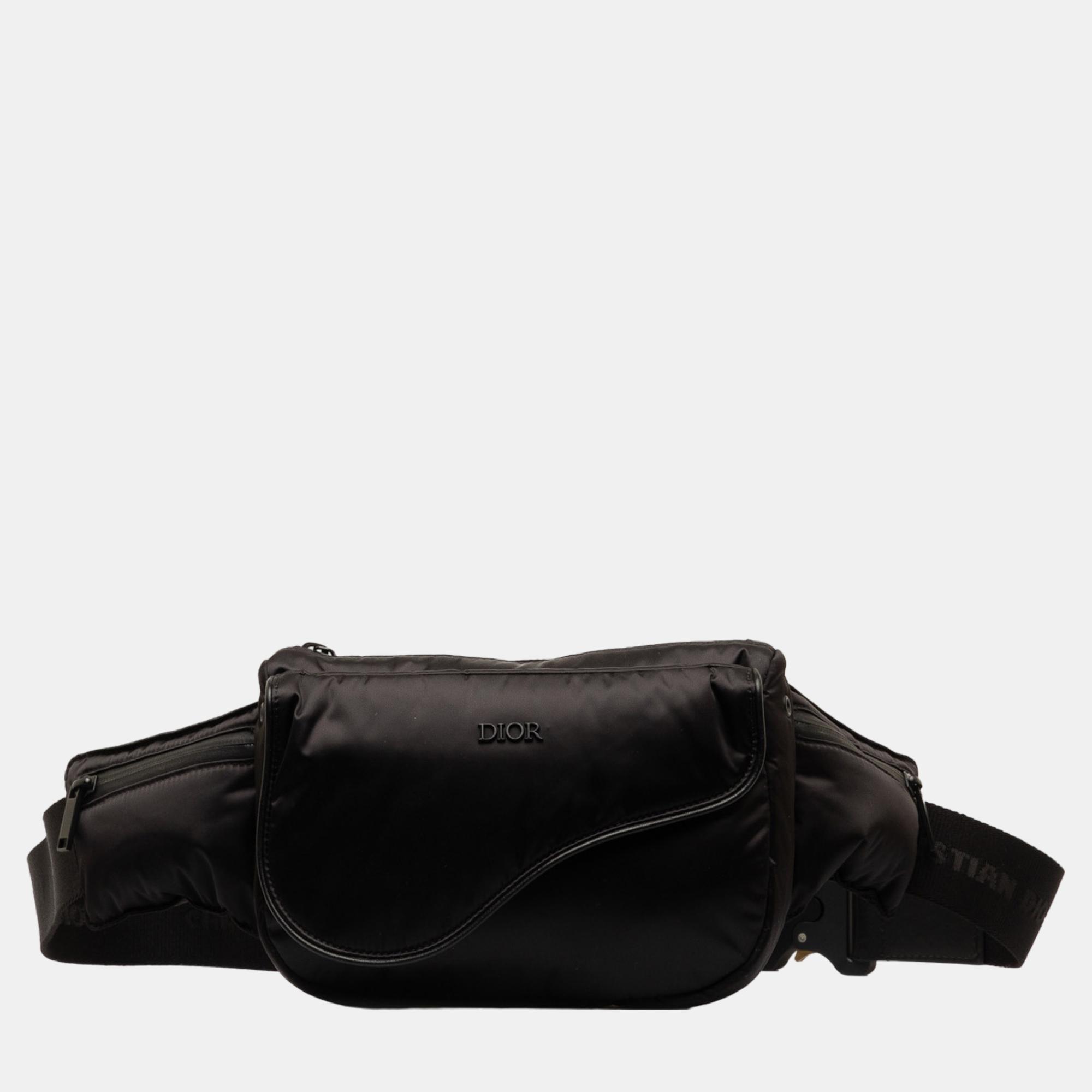 Dior black nylon saddle universe belt bag