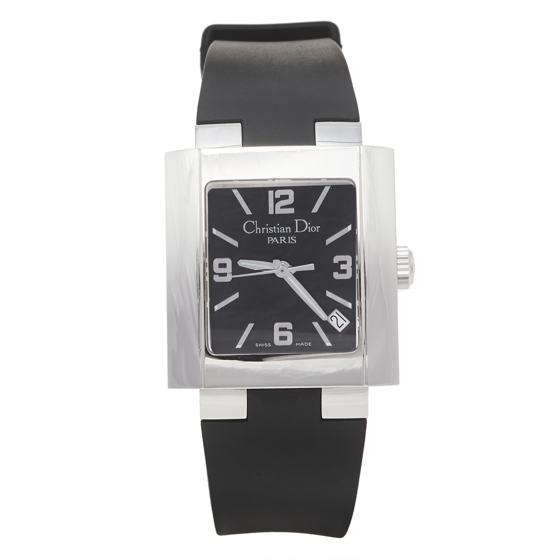 Christian Dior Black Stainless Steel Rubber Riva D101-100 Women's Wristwatch 31 mm