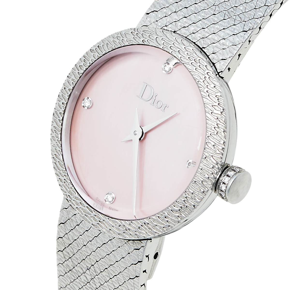 Dior Pink Mother of Pearl Stainless Steel Diamond La D De Dior Satine CD047112M002 Women's Wristwatch
Dior Pink Mother of Pearl Stainless Steel Diamond La D De Dior Satine CD047112M002 Women's Wristwatch