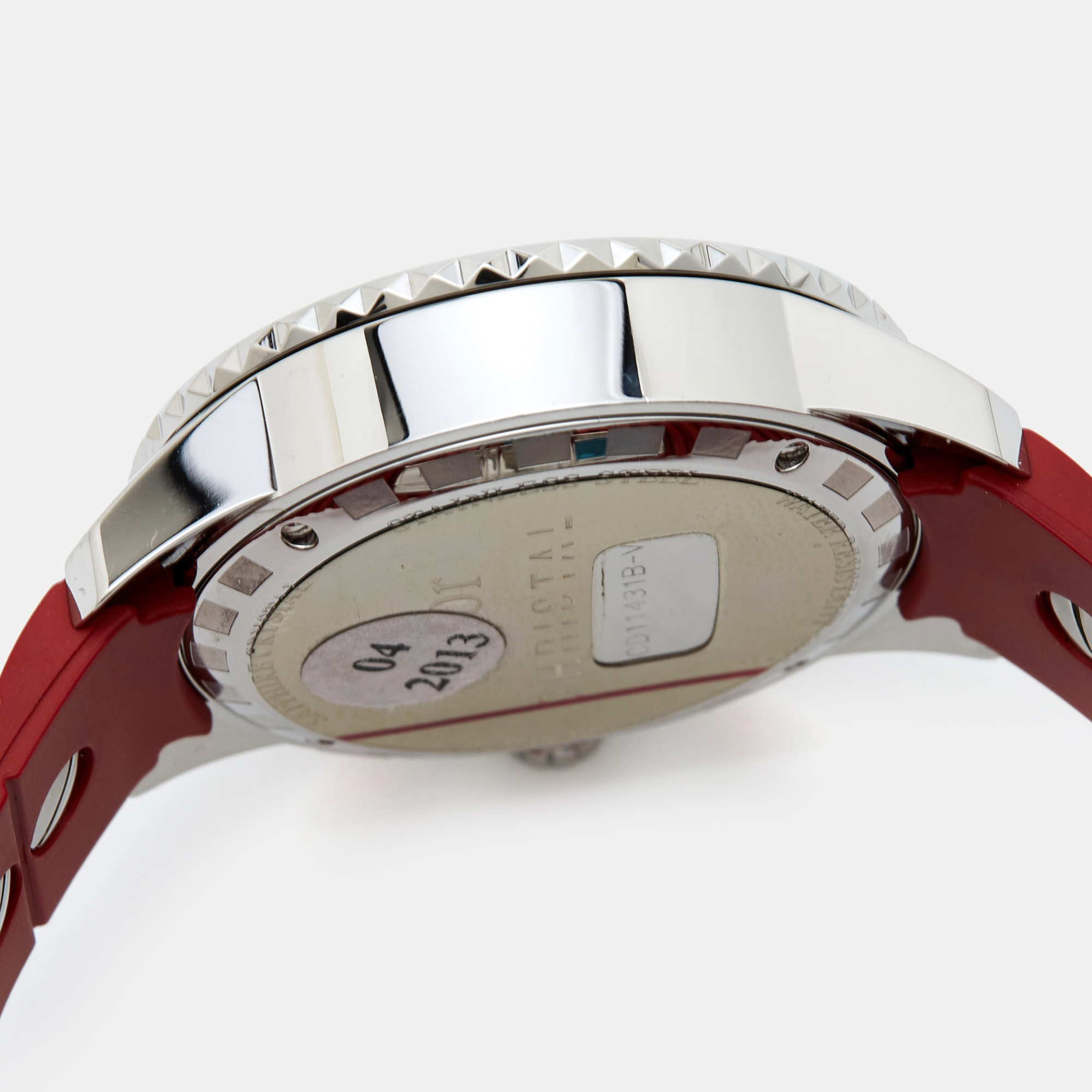 Dior Red Stainless Steel Diamond Rubber Christal CD11431BR001 Women's Wristwatch 38 Mm