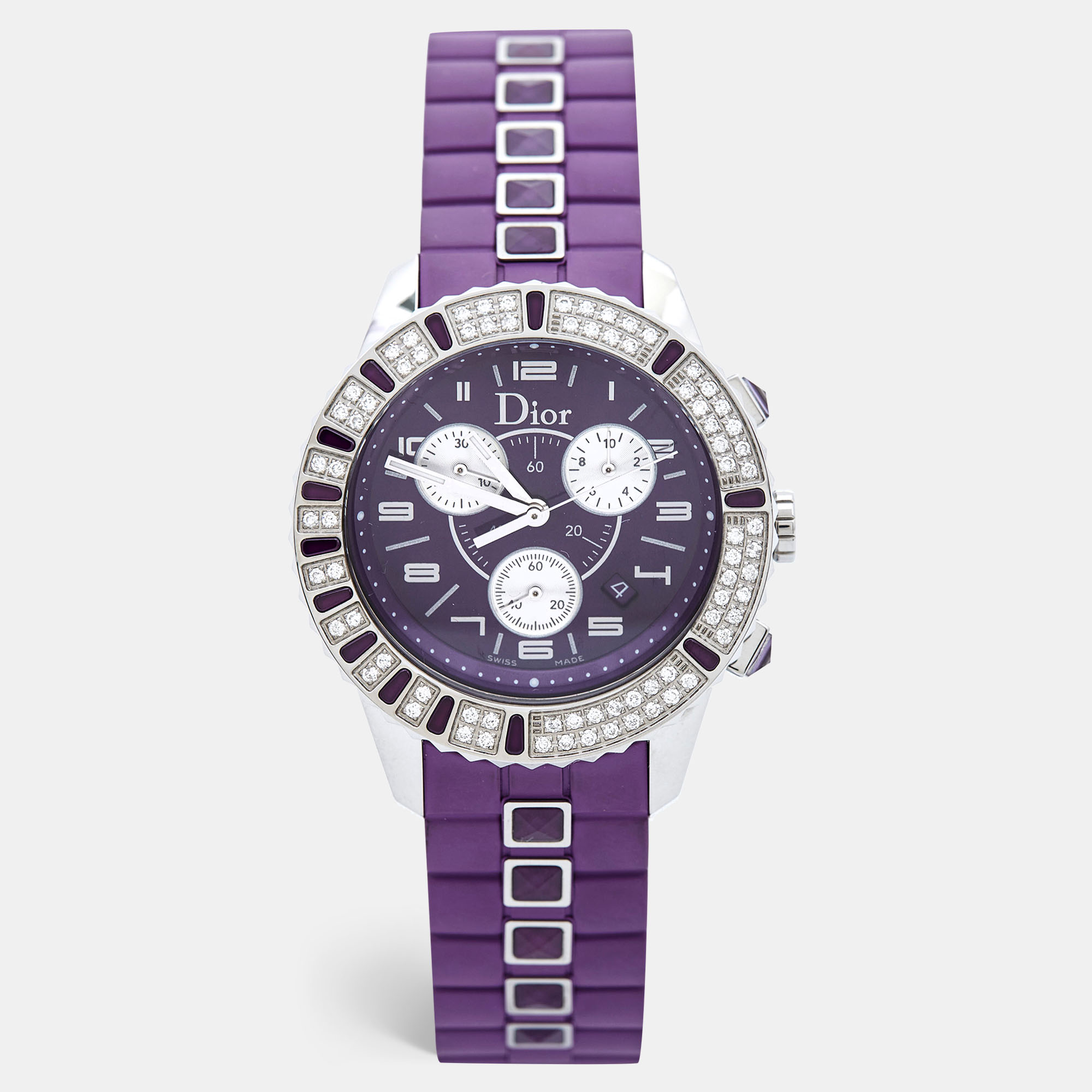 Dior Purple Stainless Steel Diamond Christal CD11431JR001 Women's Wristwatch 39 Mm