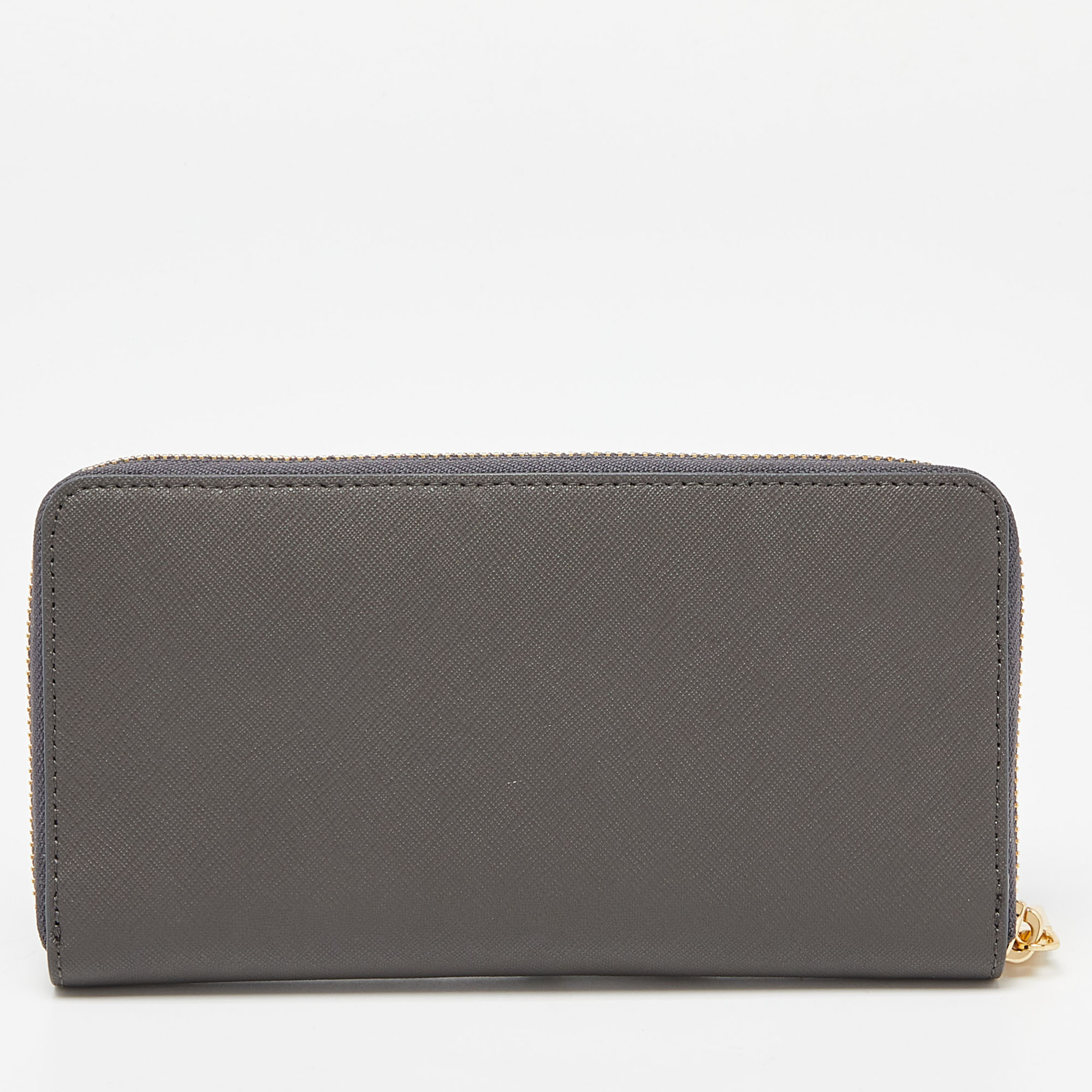 DKNY Grey Saffiano Leather Zip Around Wallet