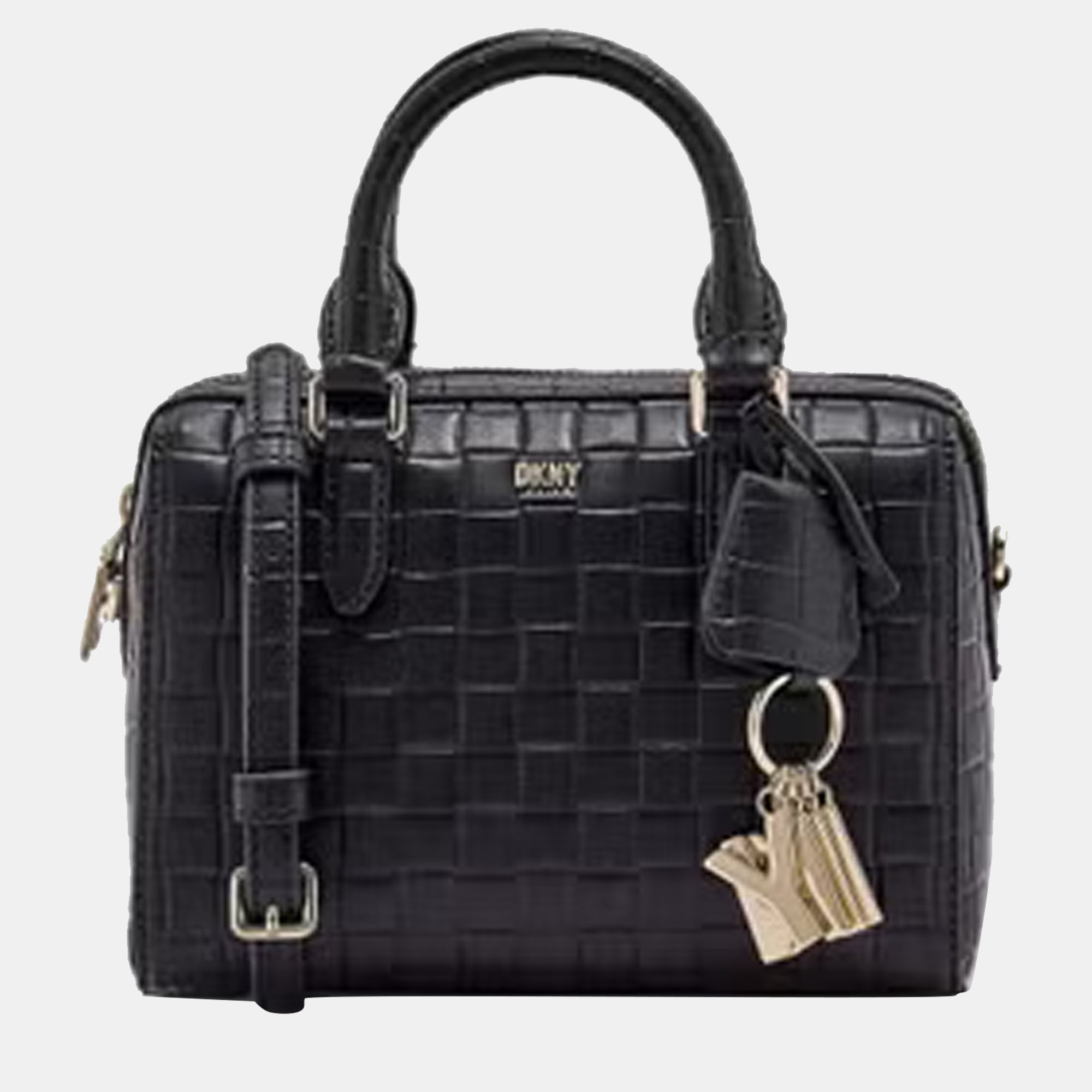 DKNY Black Leather Duffle Bag