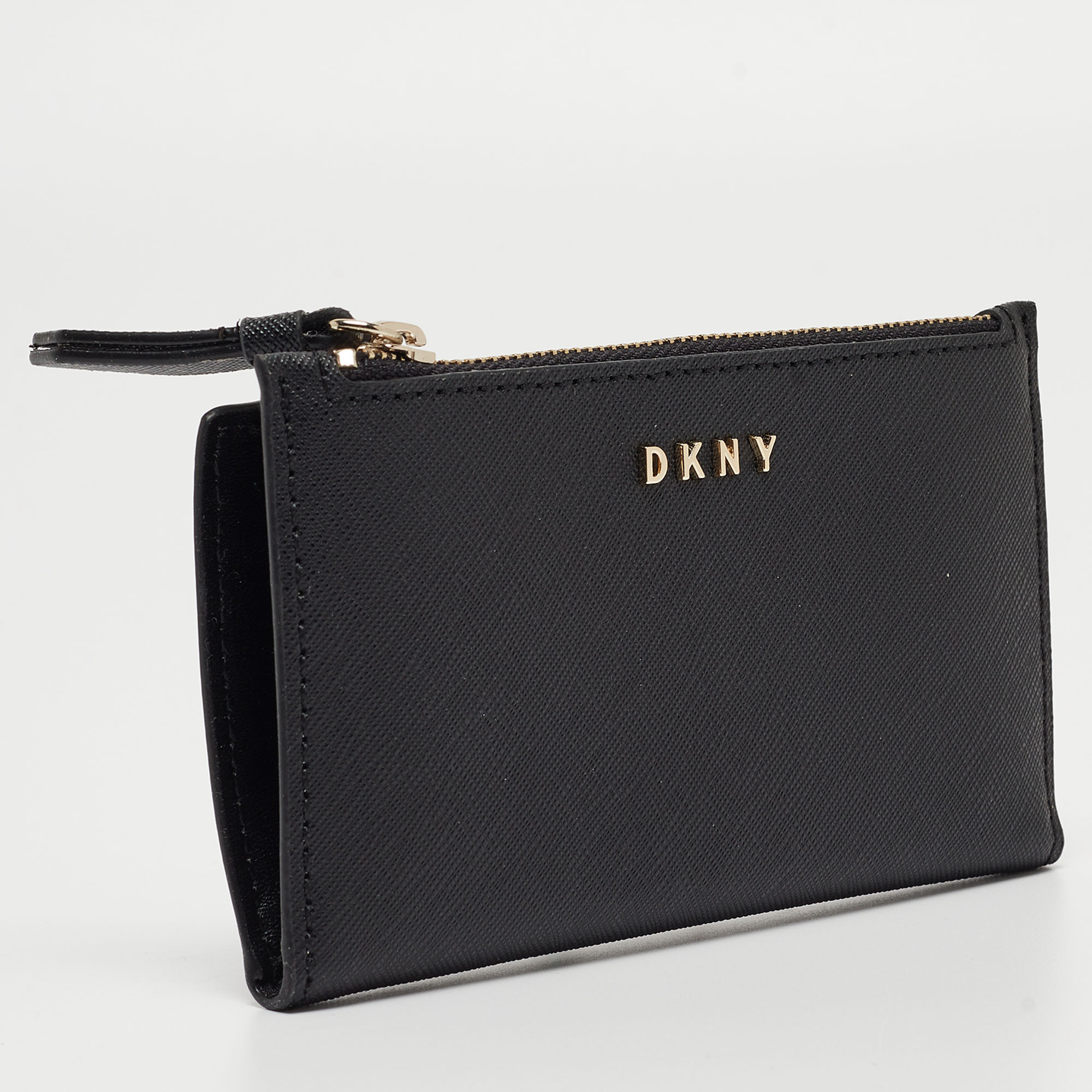 DKNY Black Leather Bryant Park Compact Wallet