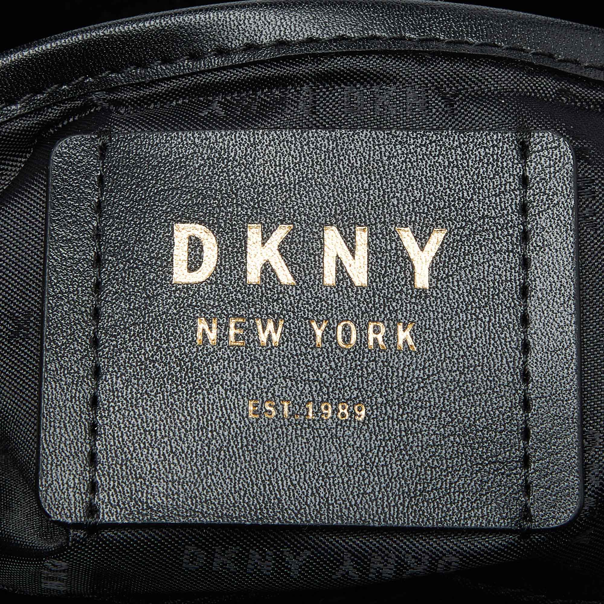 DKNY Black Leather Butterfly Embellished Paige Satchel