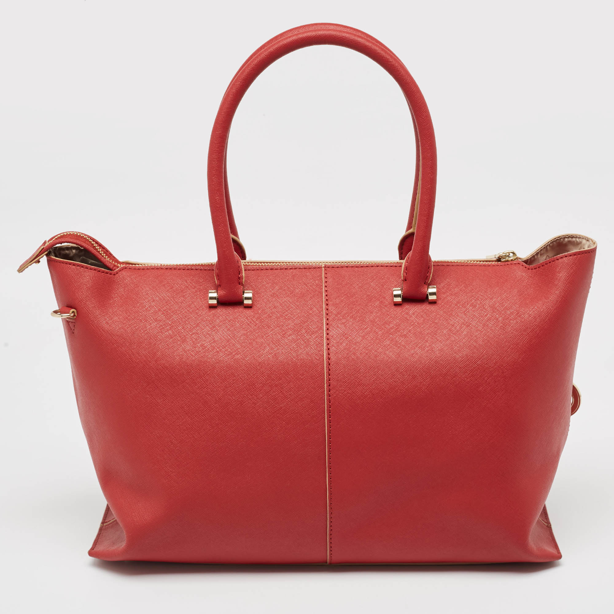 DKNY Red Leather Bryant Park Top Zip Tote