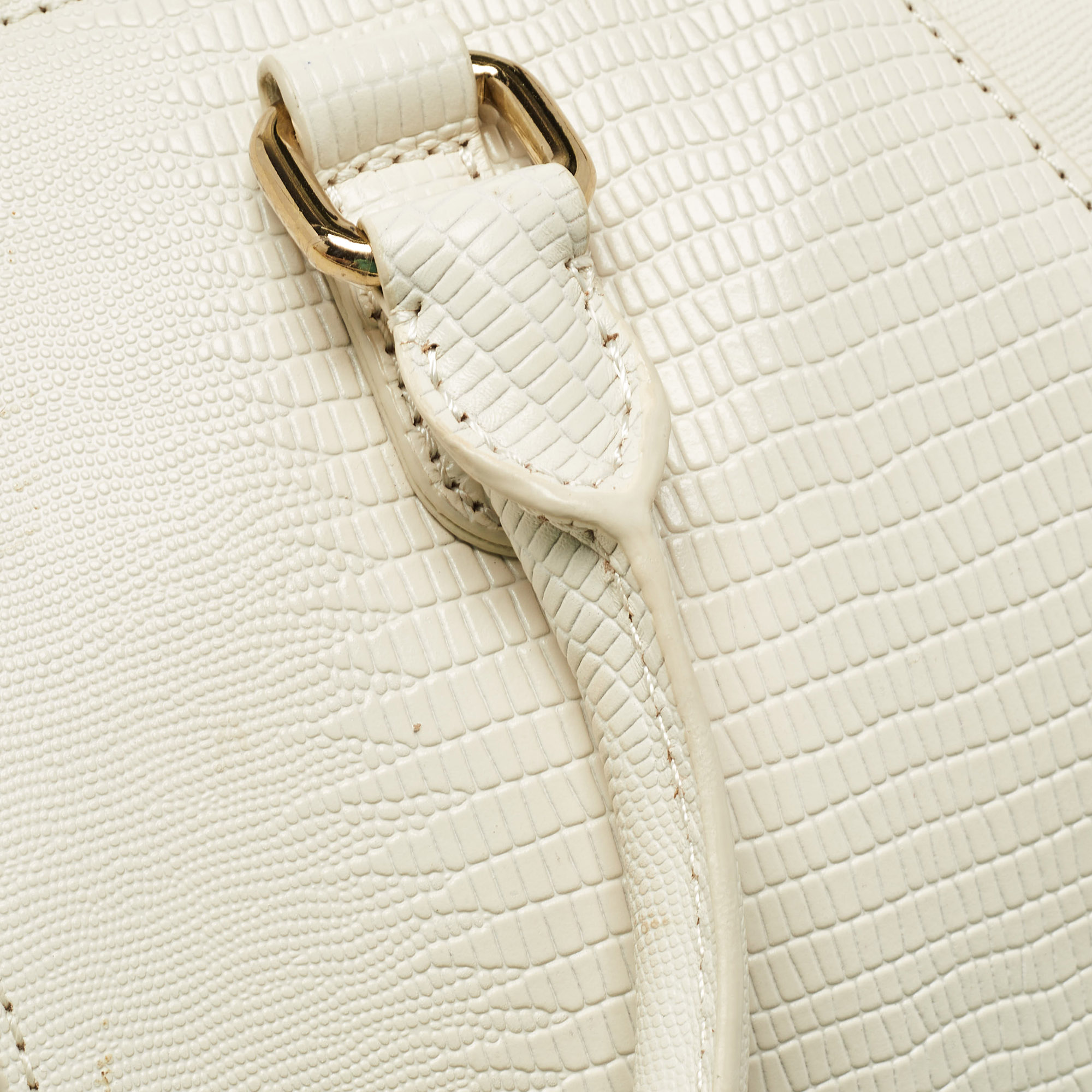 DKNY Off White Lizard Embossed Leather Top Zip Tote