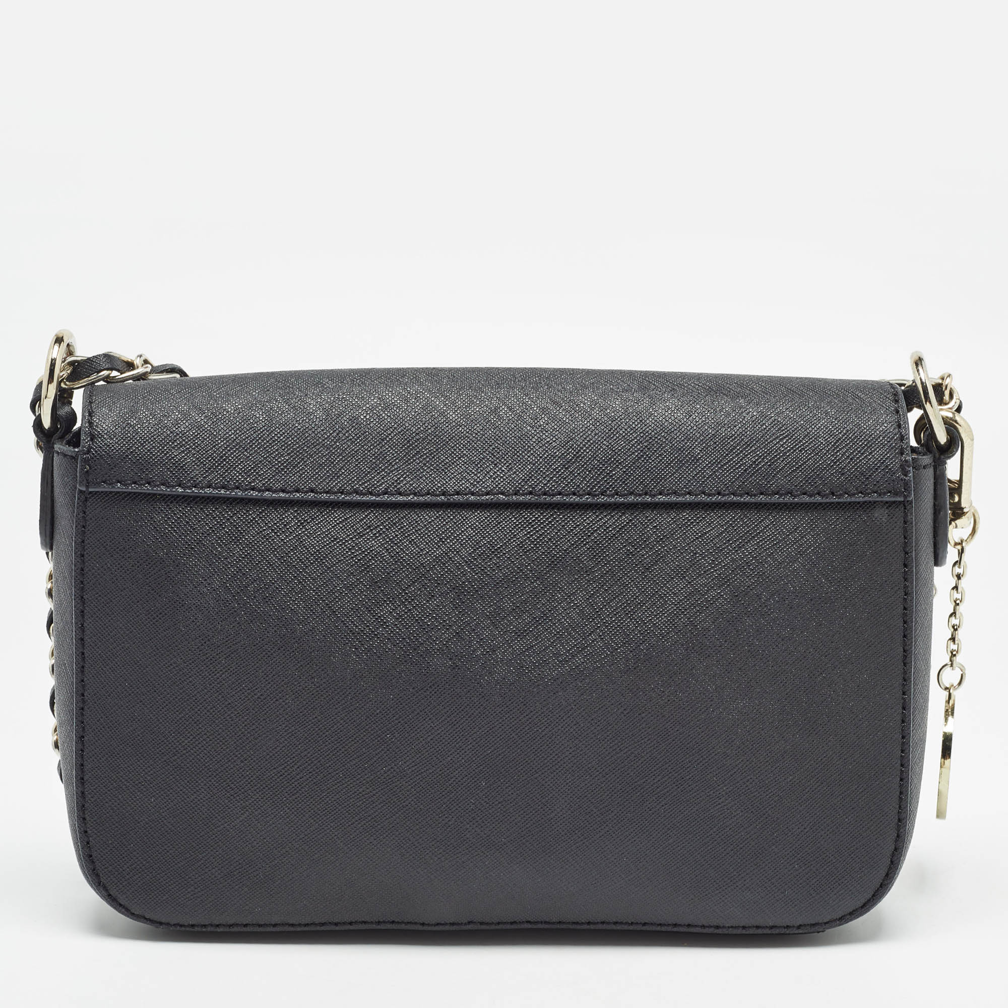 Dkny Black Leather Bryant Park Flap Shoulder Bag