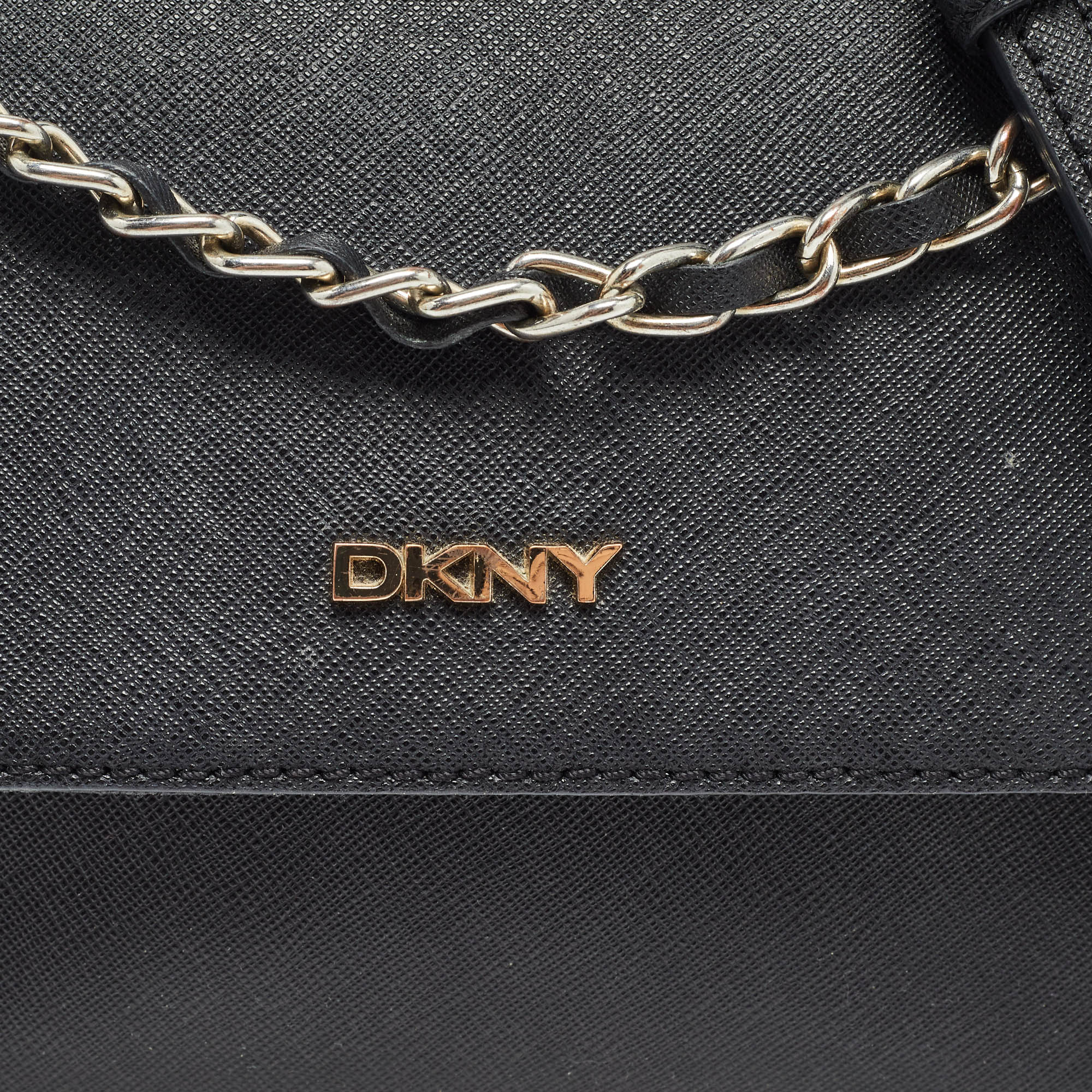 Dkny Black Leather Bryant Park Flap Shoulder Bag