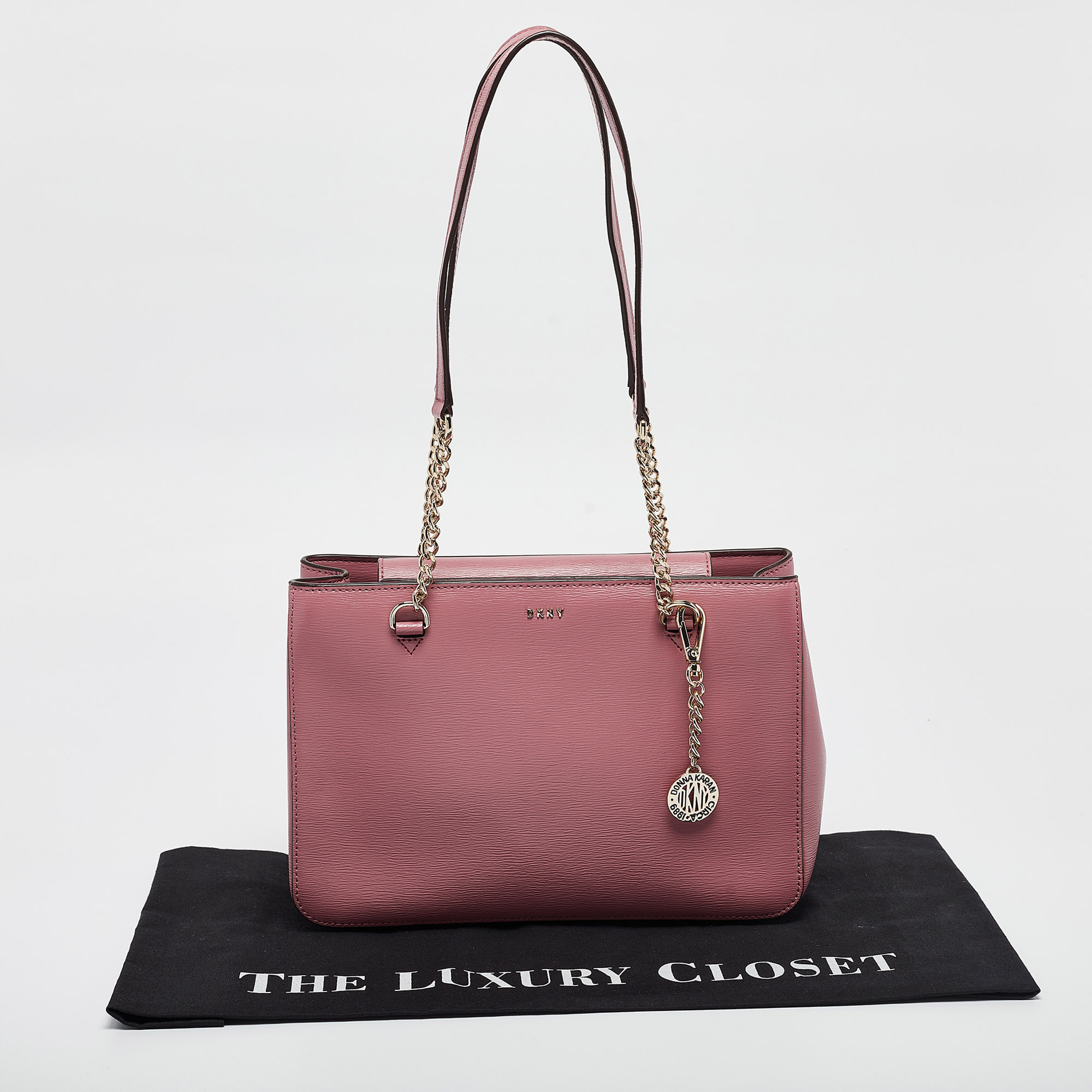 DKNY Pink Leather Bryant Park Chain Tote