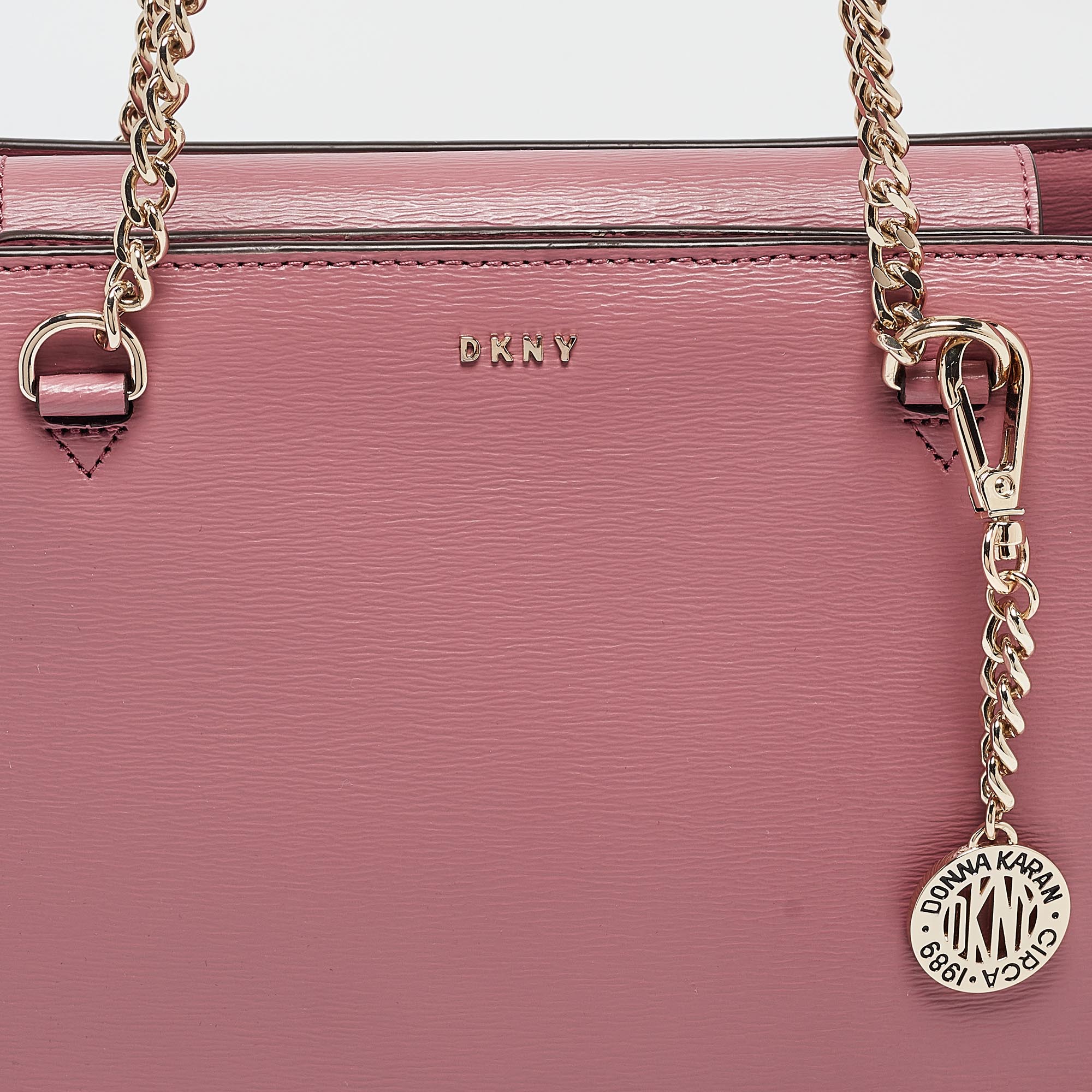 DKNY Pink Leather Bryant Park Chain Tote