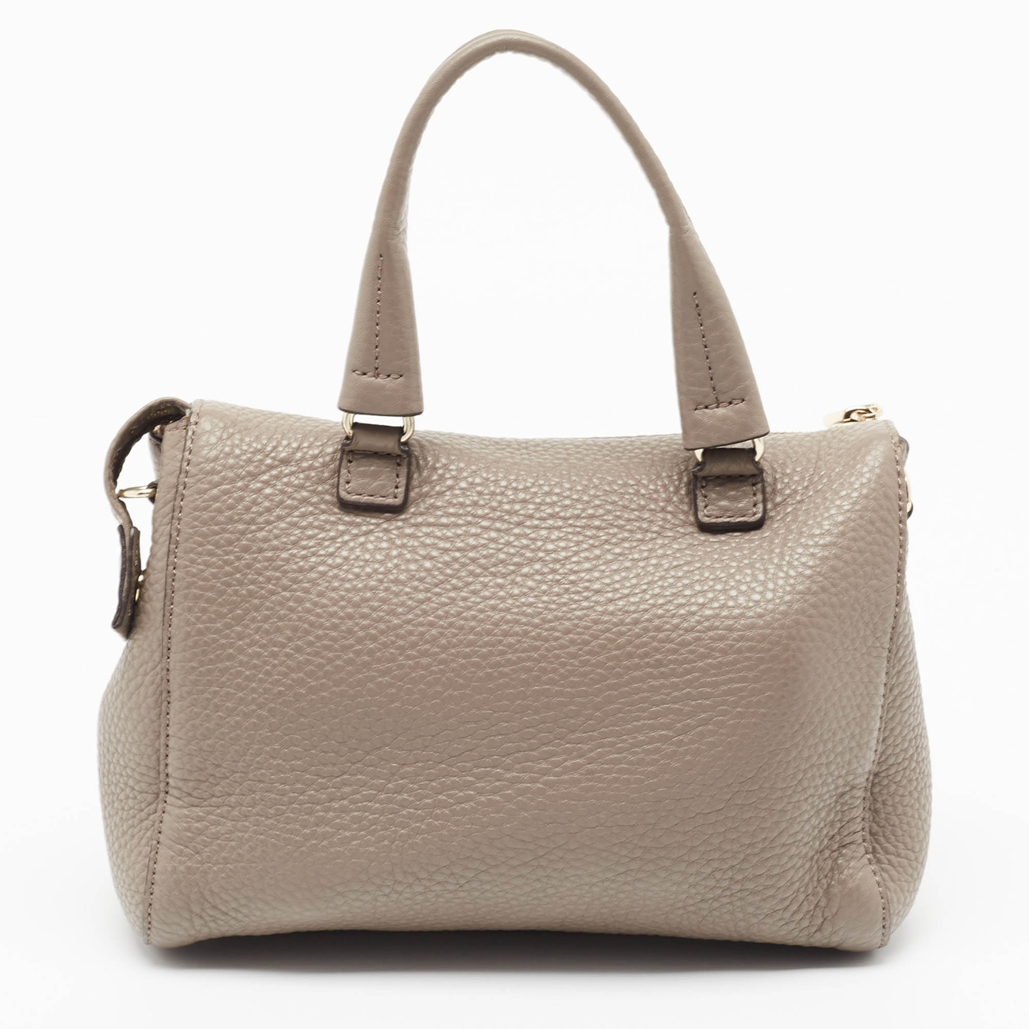 DKNY Grey Leather Front Zip Top Handle Bag