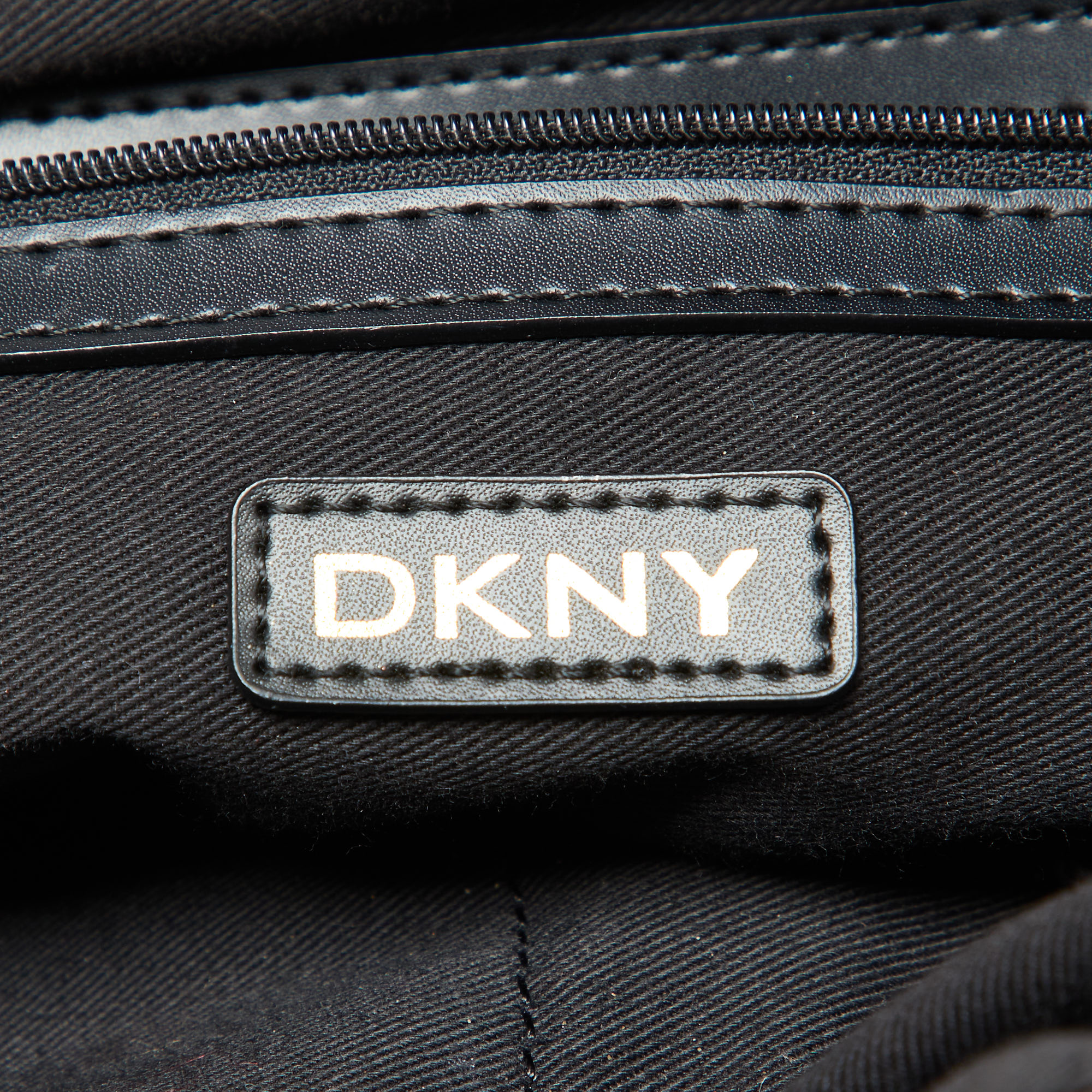 Dkny Brown Signature Canvas And Croc Embossed Leather Push Lock Hobo