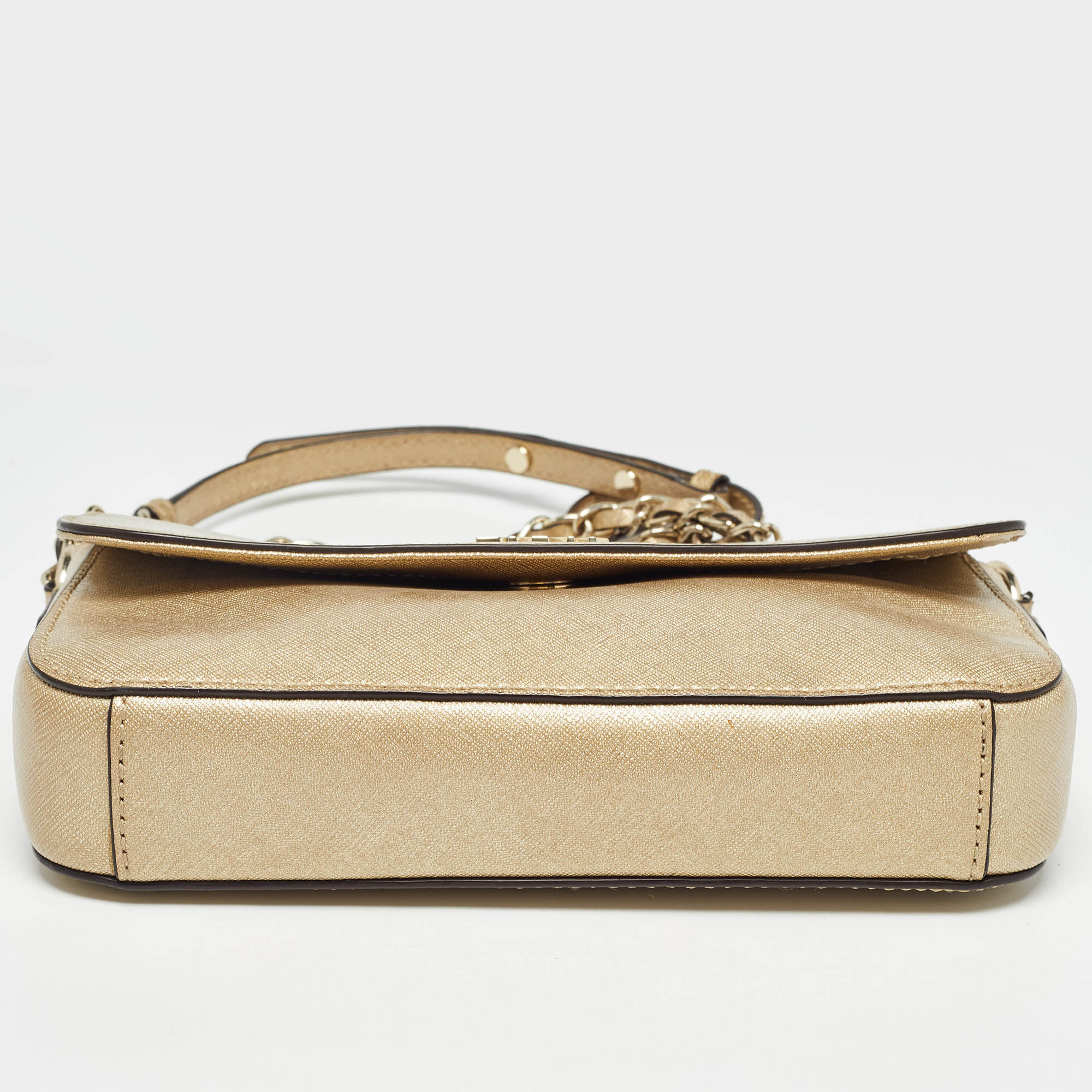 Dkny Gold Leather Logo Flap Crossbody Bag