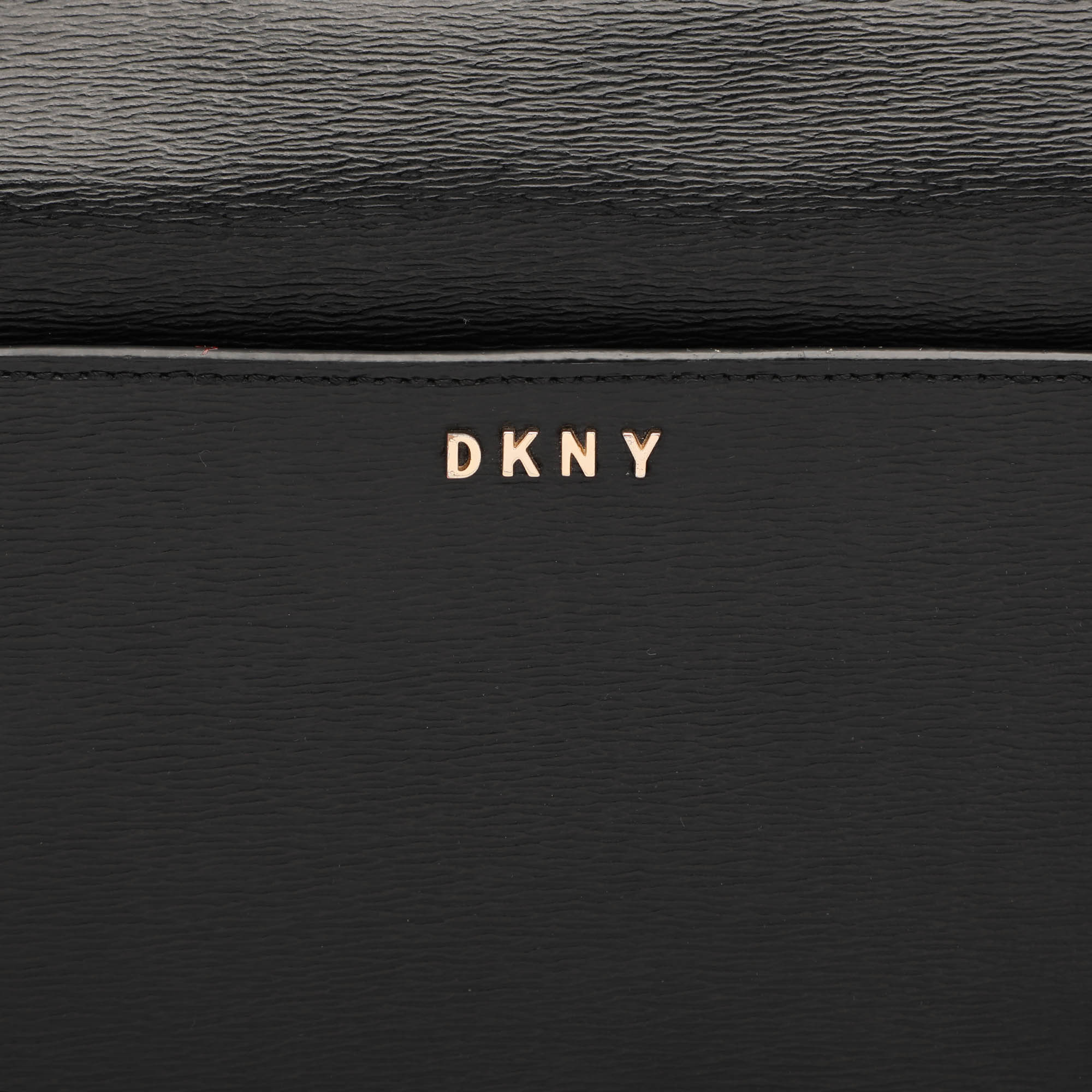 DKNY Black Leather Top Zip Crossbody Bag