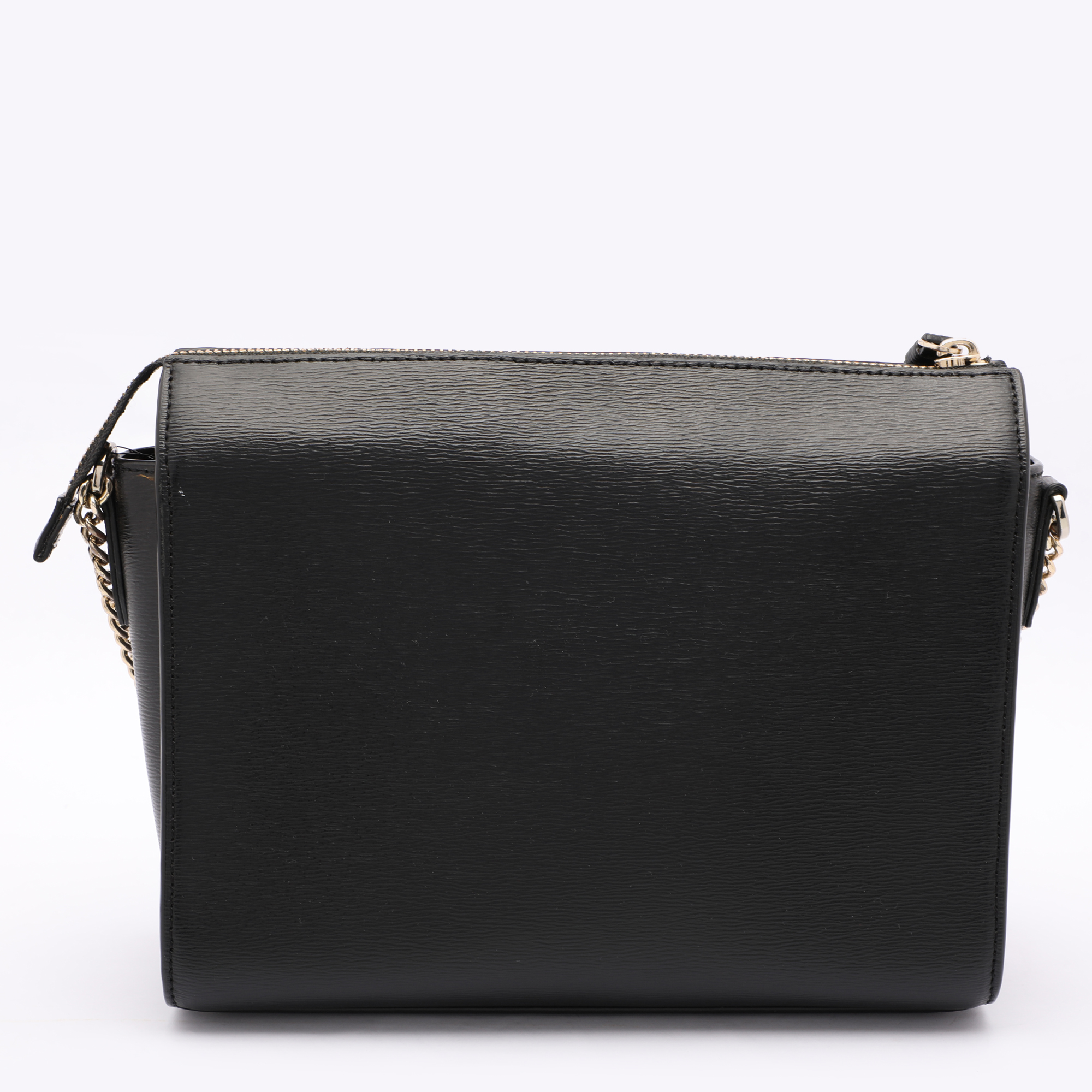 DKNY Black Leather Top Zip Crossbody Bag