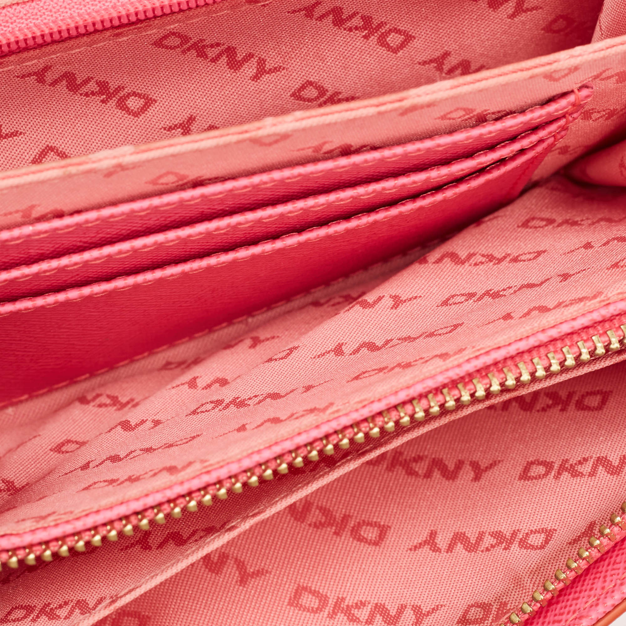 Dkny Orang/Pink Leather French Flap Wallet