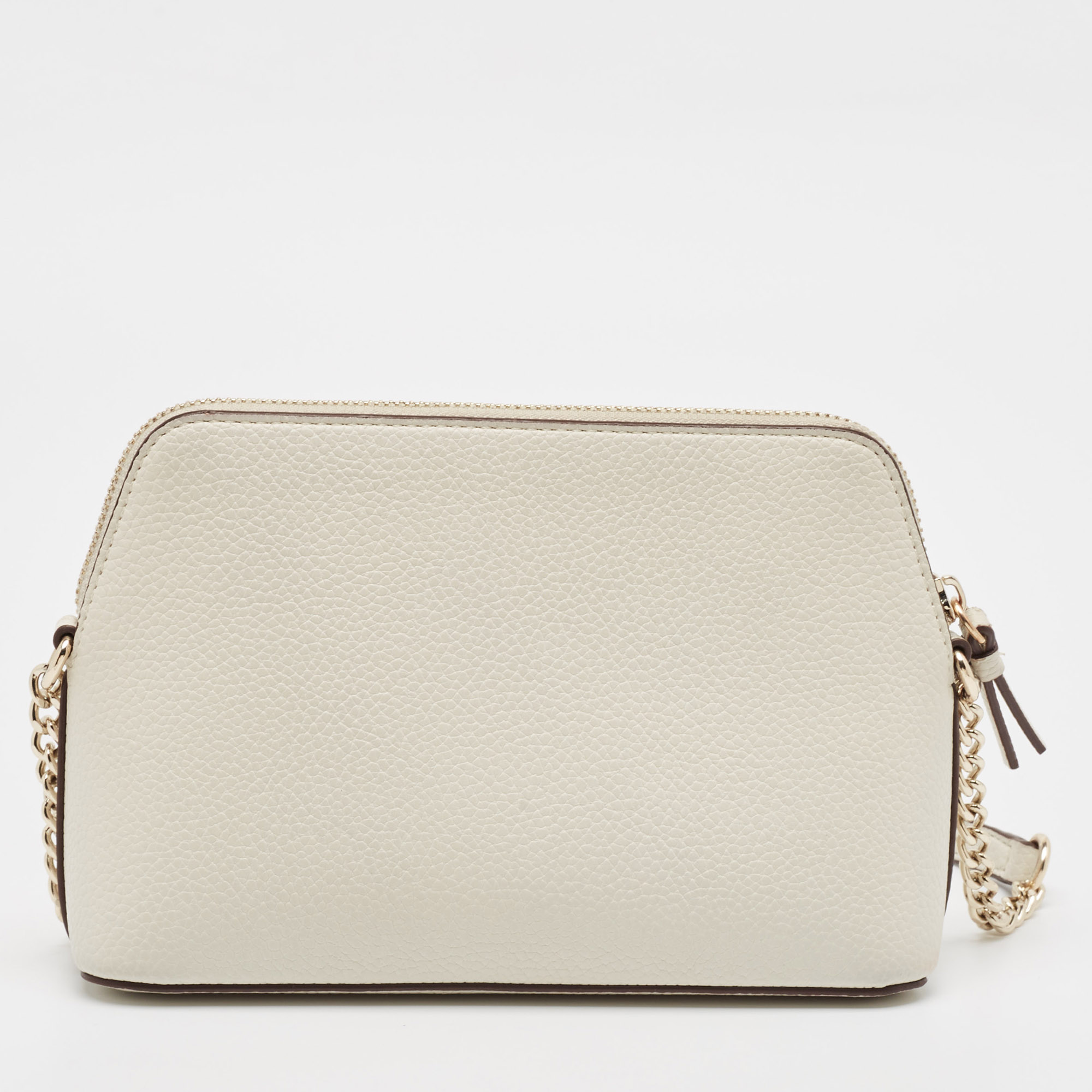 Dkny White Leather Bryant Park Dome Crossbody Bag