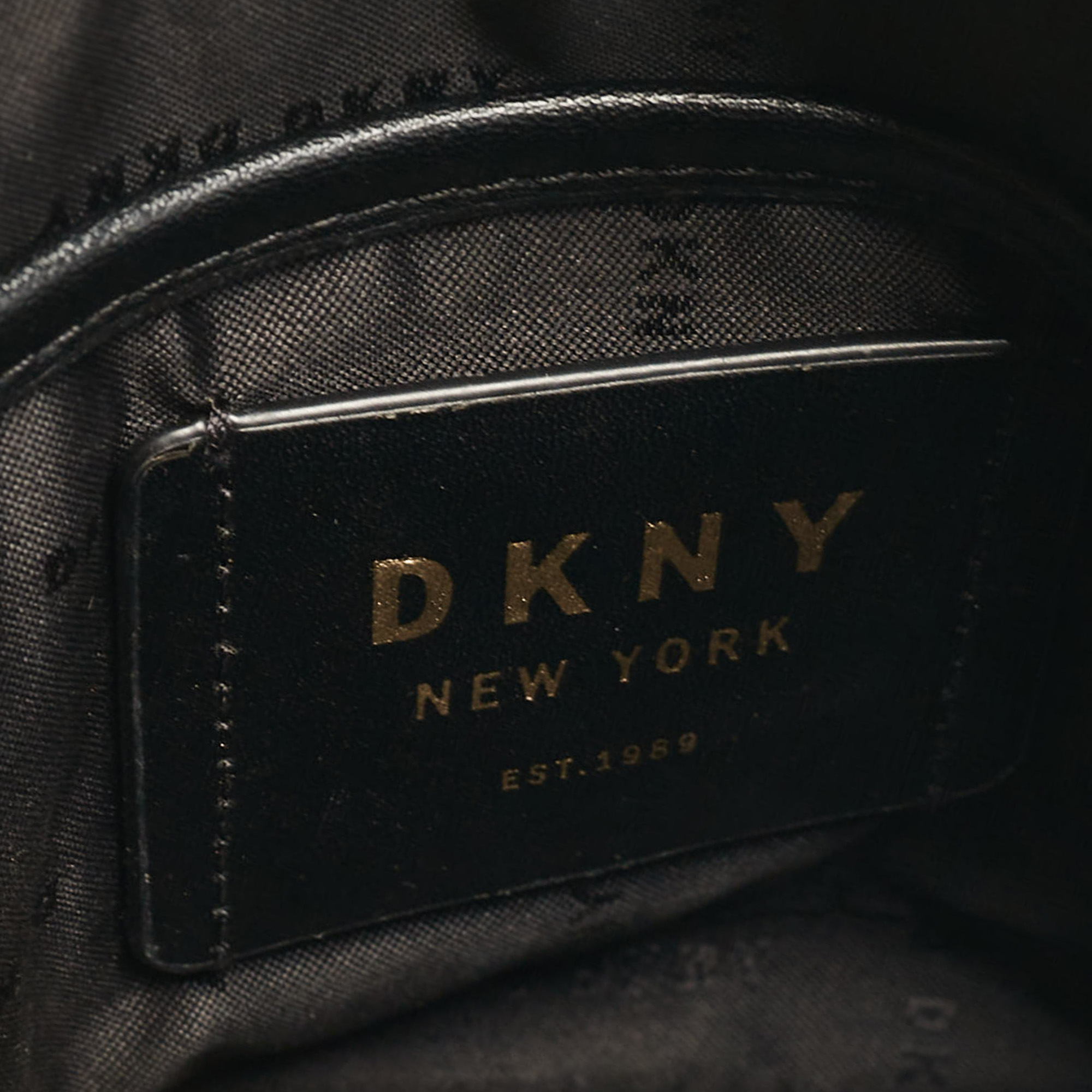 Dkny Black Monogram Coated Canvas And Leather Dome Crossbody Bag