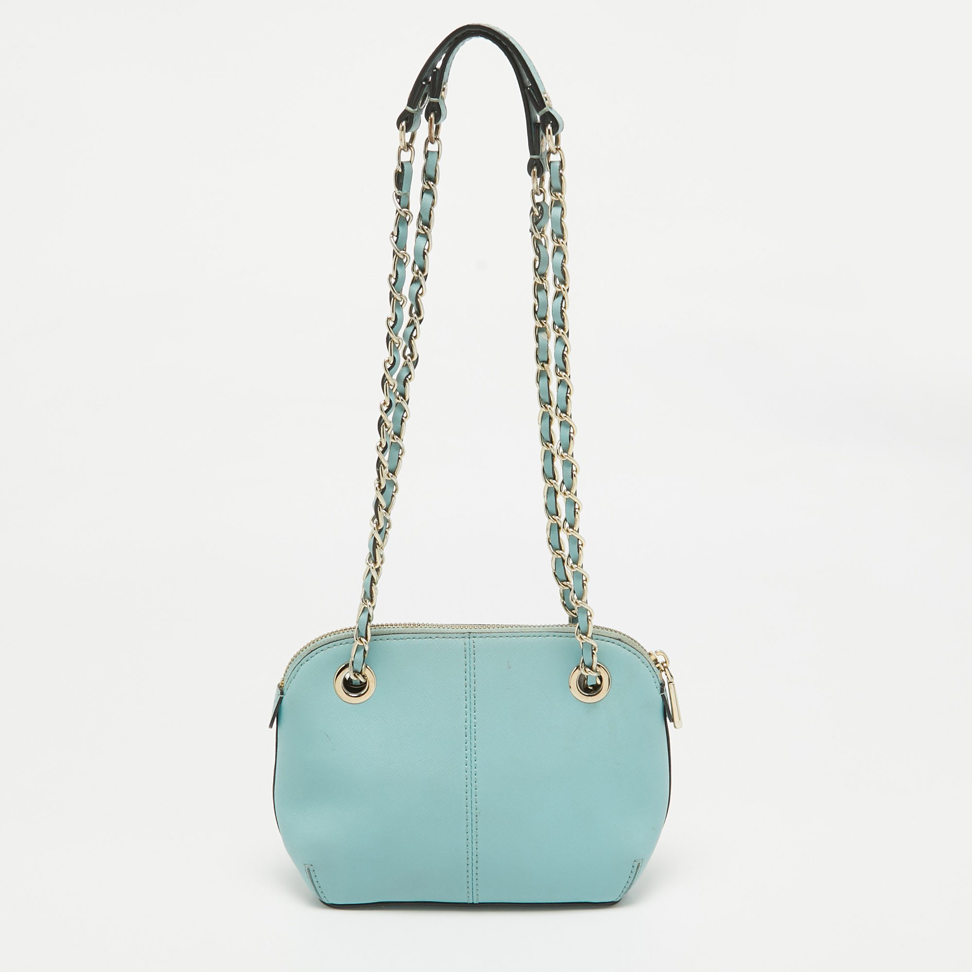 Dkny Blue Leather Chain Crossbody Bag