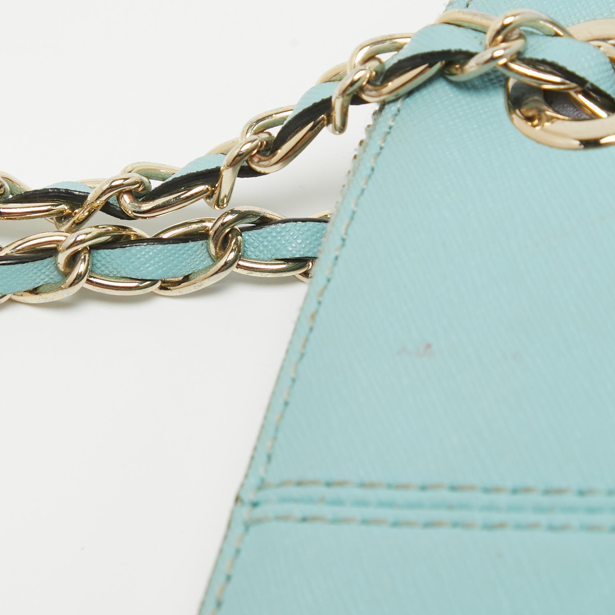 Dkny Blue Leather Chain Crossbody Bag