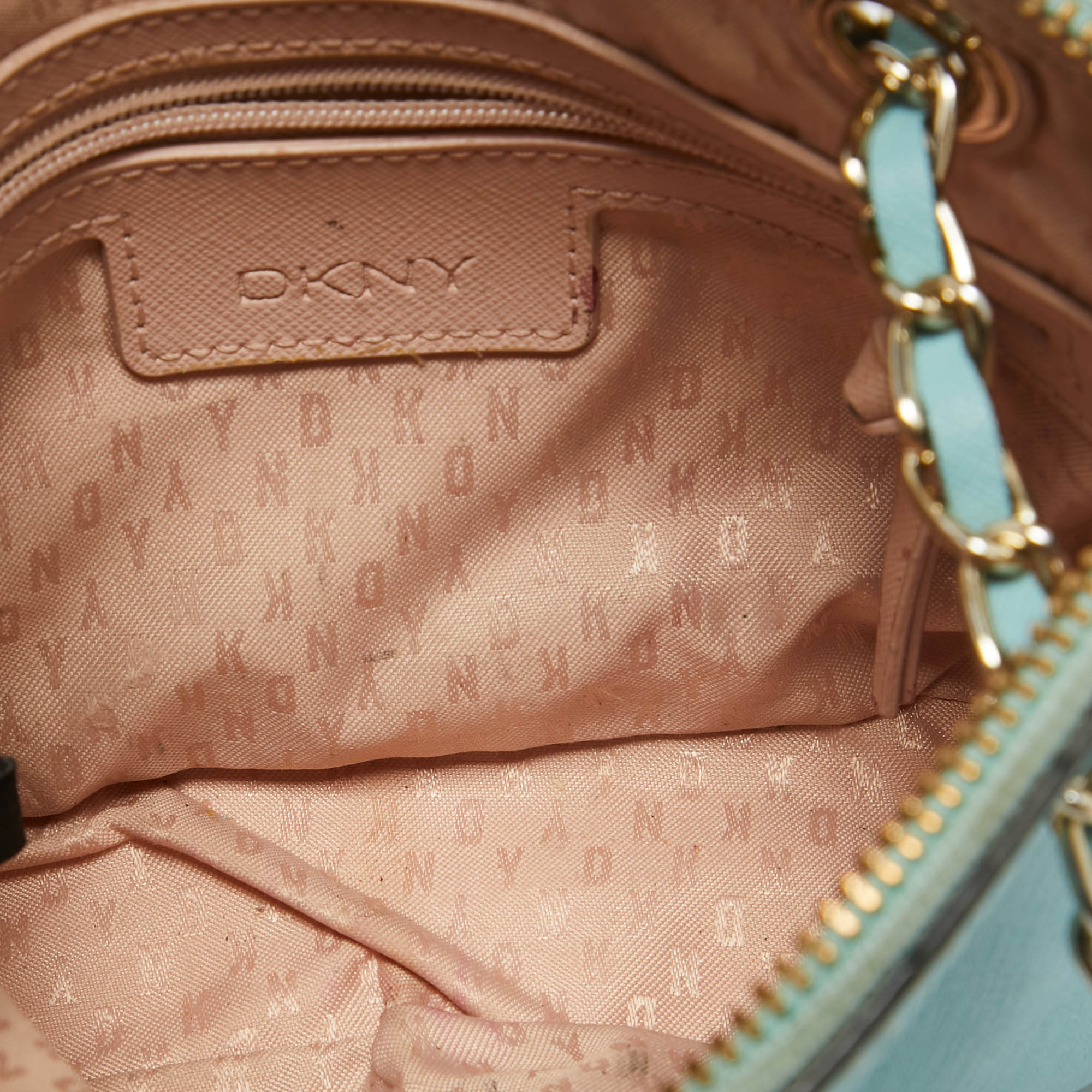 Dkny Blue Leather Chain Crossbody Bag