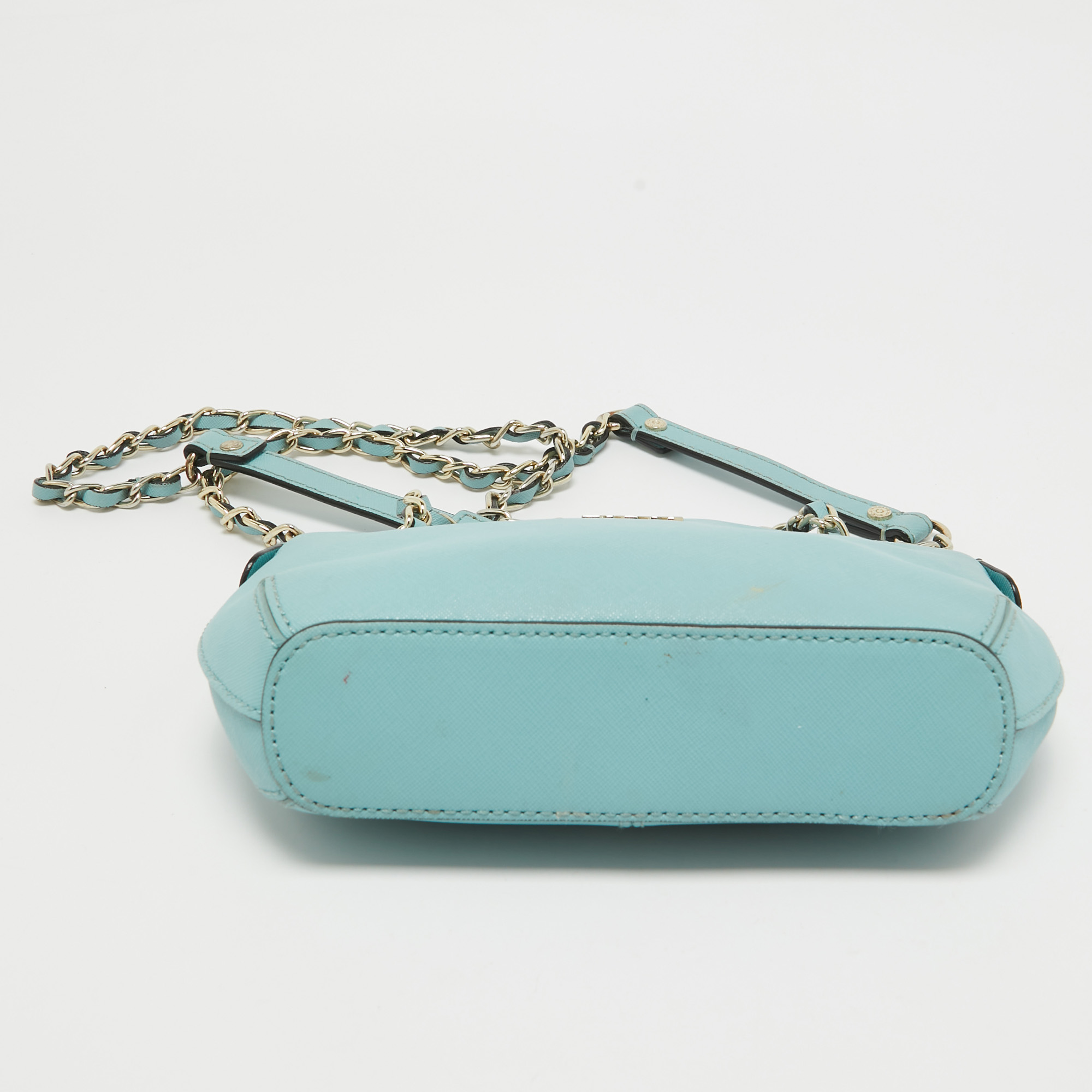 Dkny Blue Leather Chain Crossbody Bag