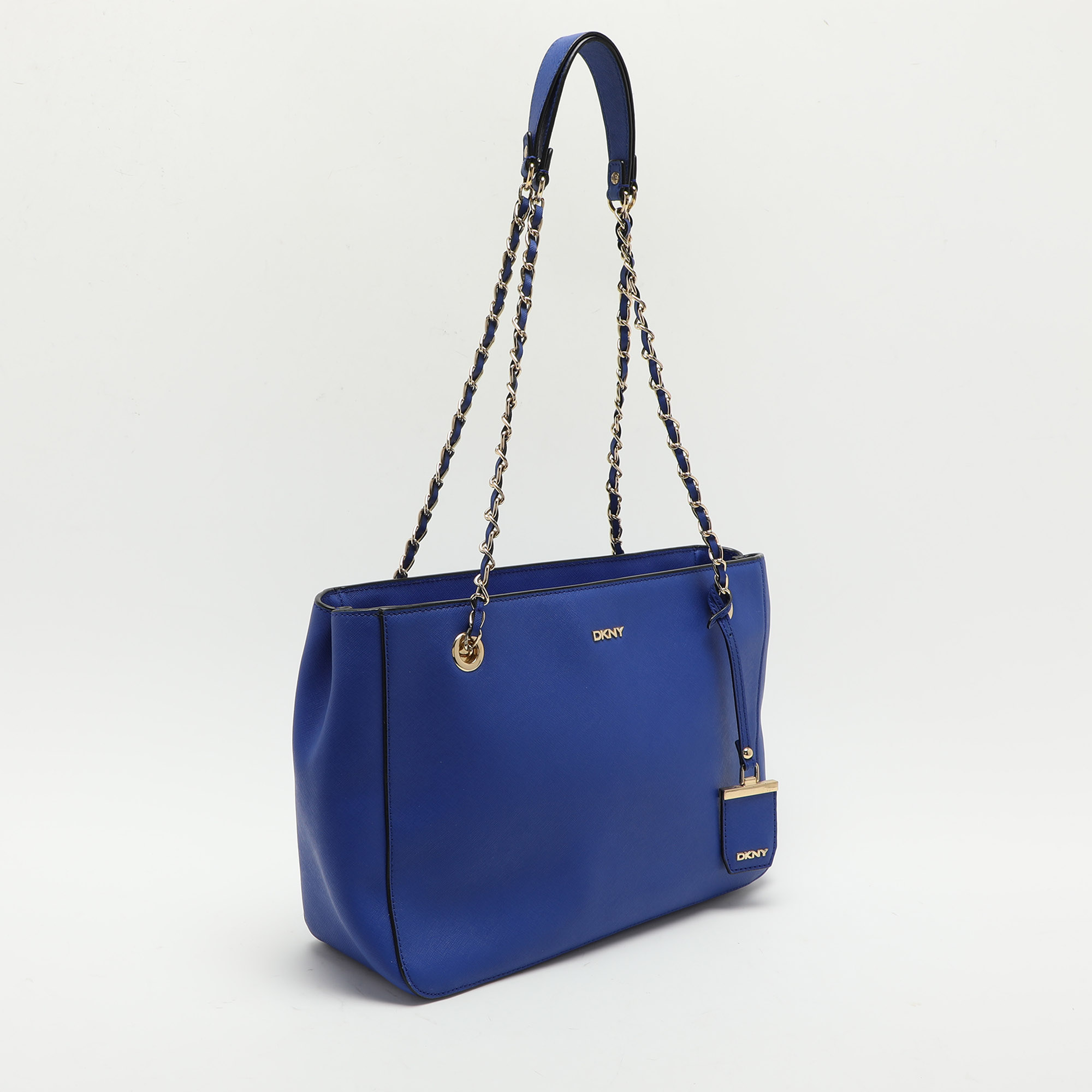 DKNY Blue Leather Chain Zip Tote