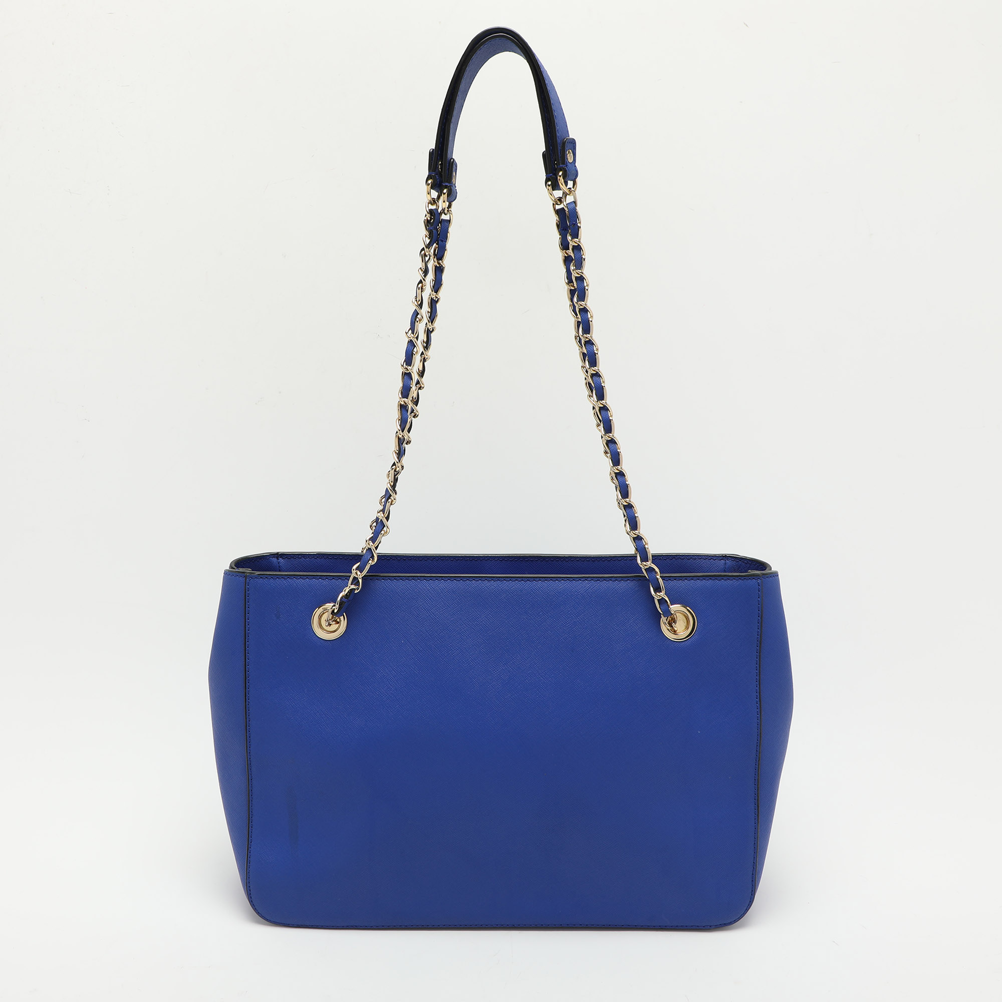 DKNY Blue Leather Chain Zip Tote