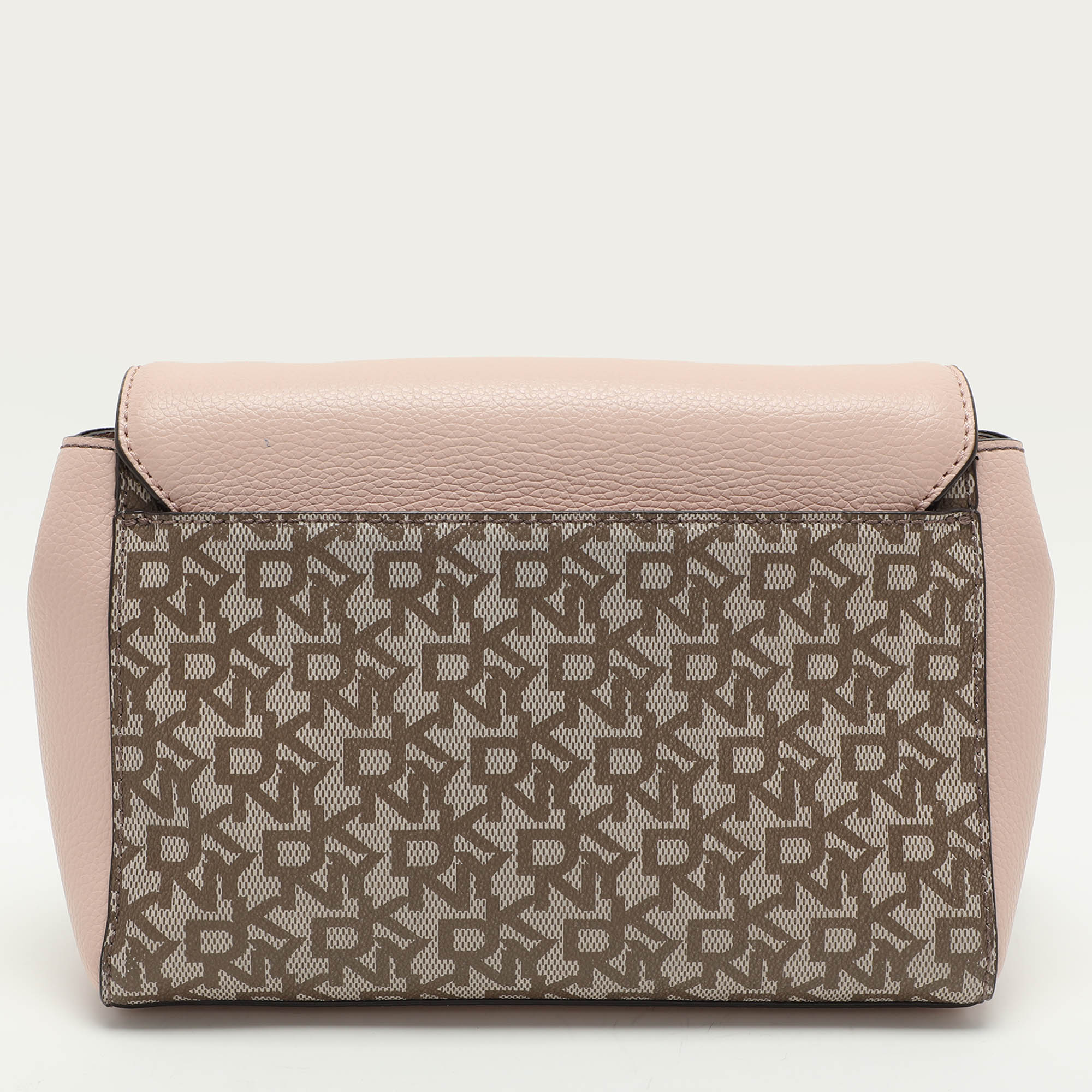 Dkny Beige/Pink Signature Coated Canvas And Leather Shoulder Bag