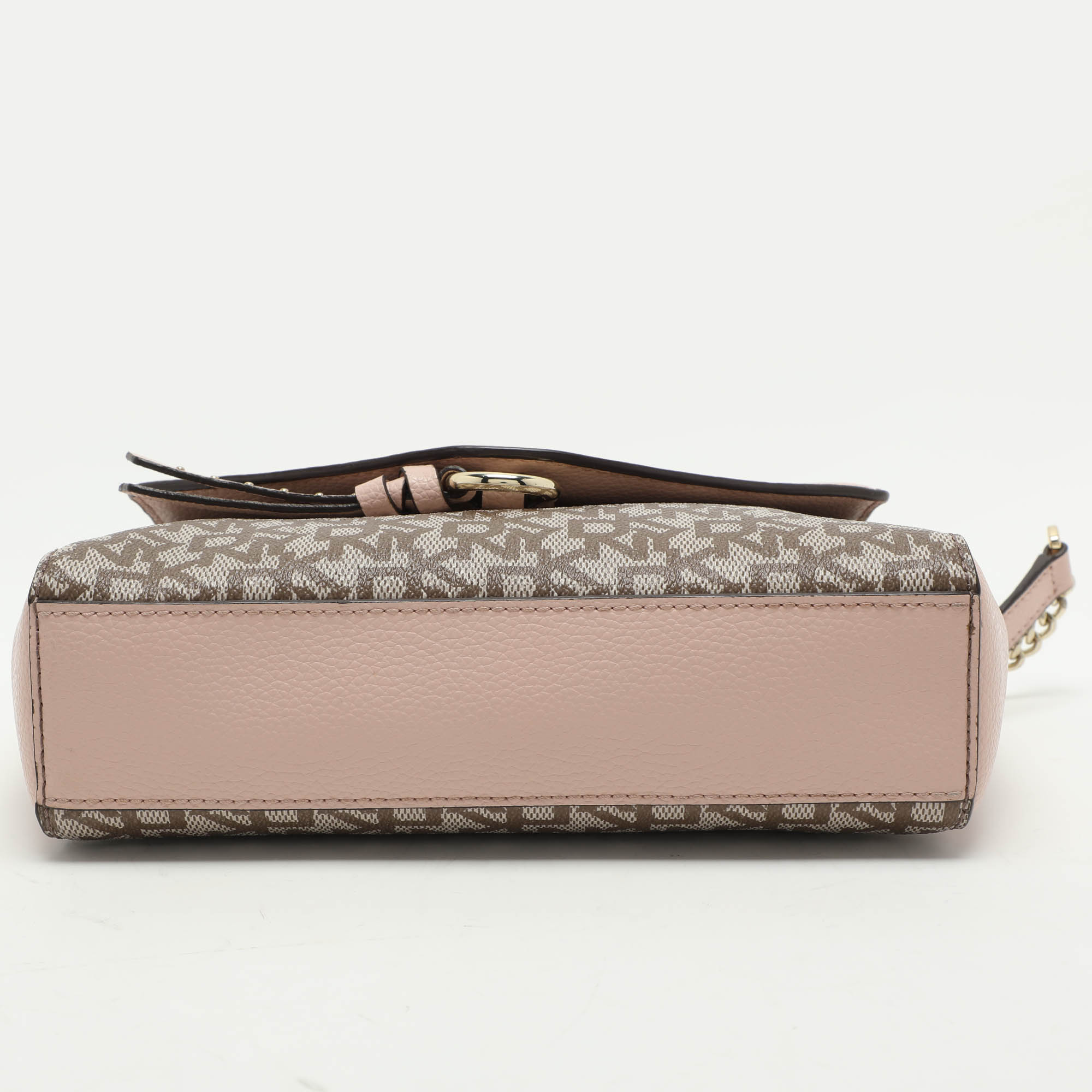 Dkny Beige/Pink Signature Coated Canvas And Leather Shoulder Bag