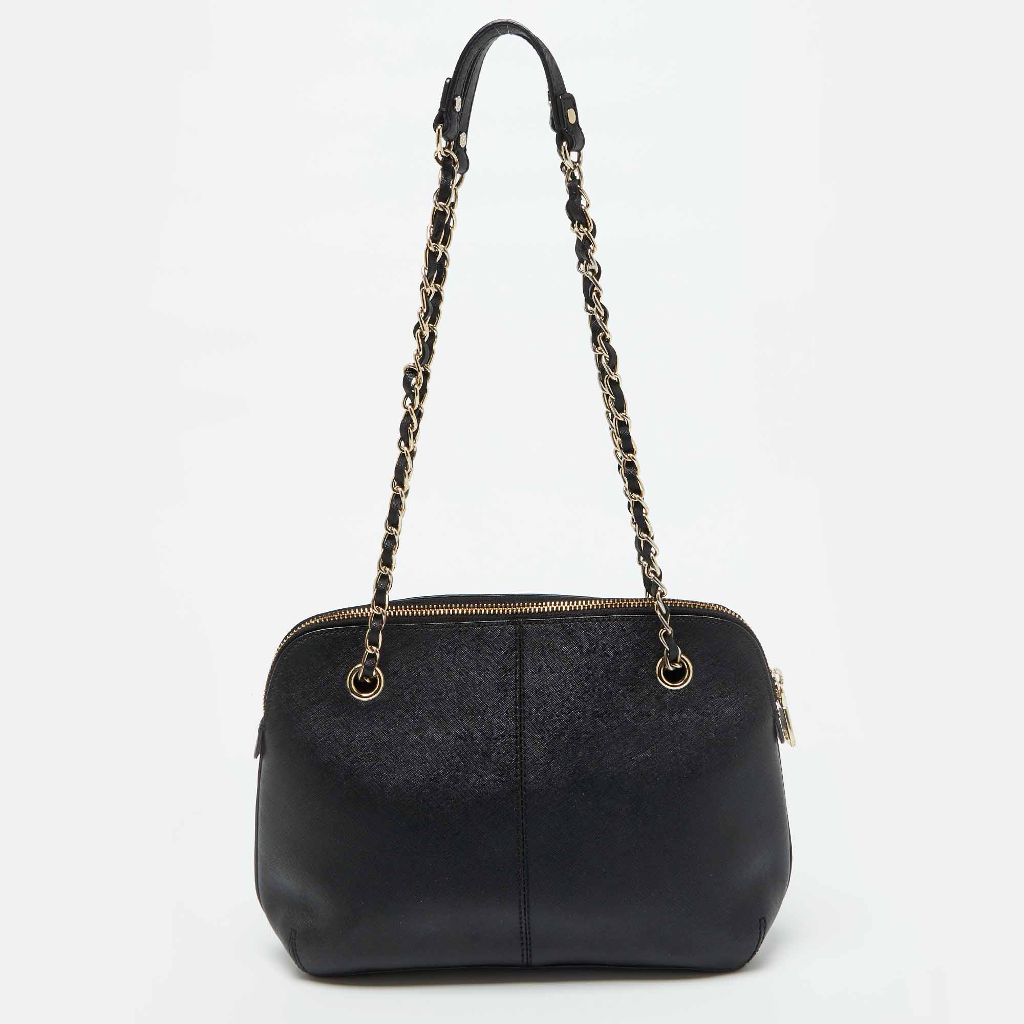 Dkny Black Saffiano Leather Shoulder Bag