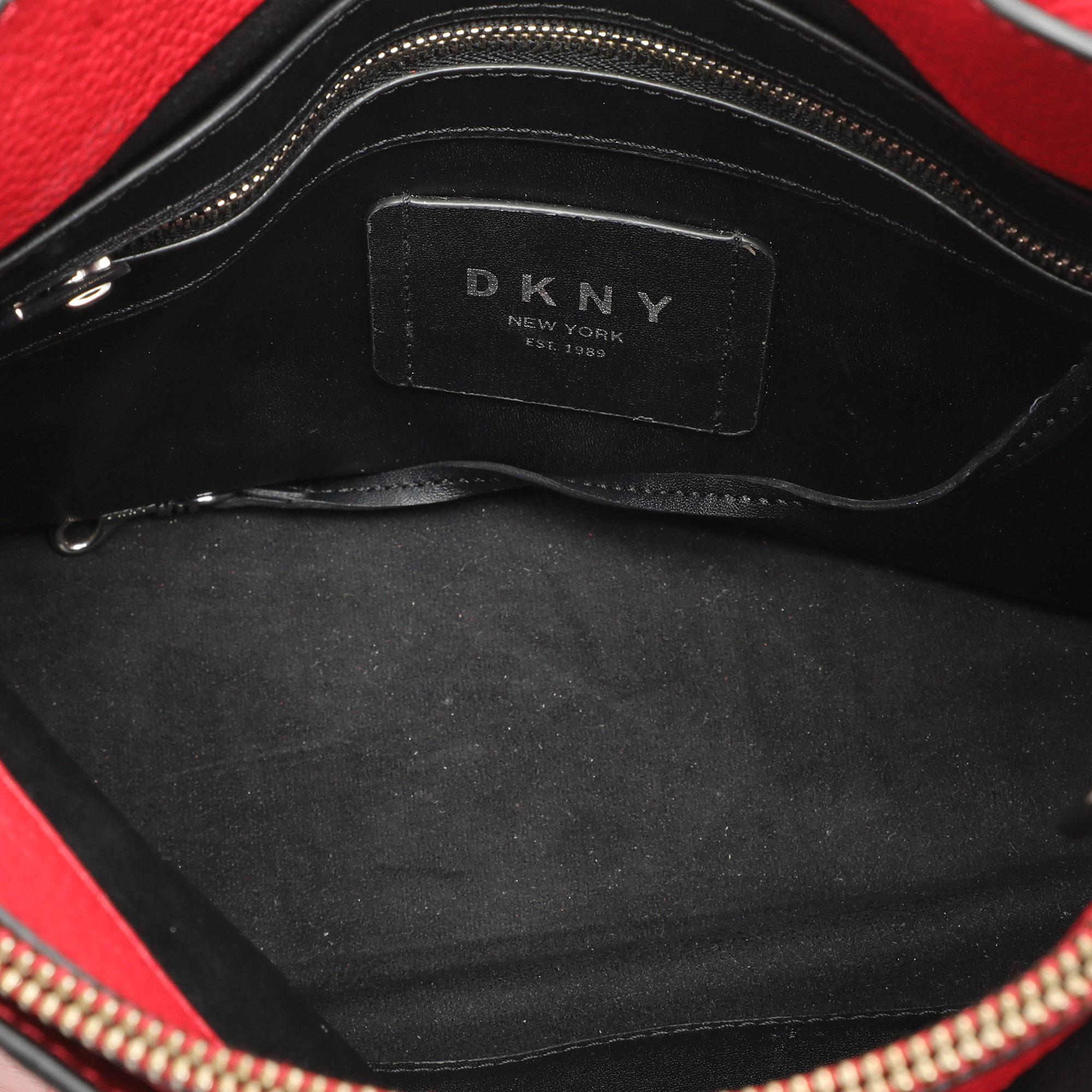 Dkny Red Leather Logo Embossed Tote