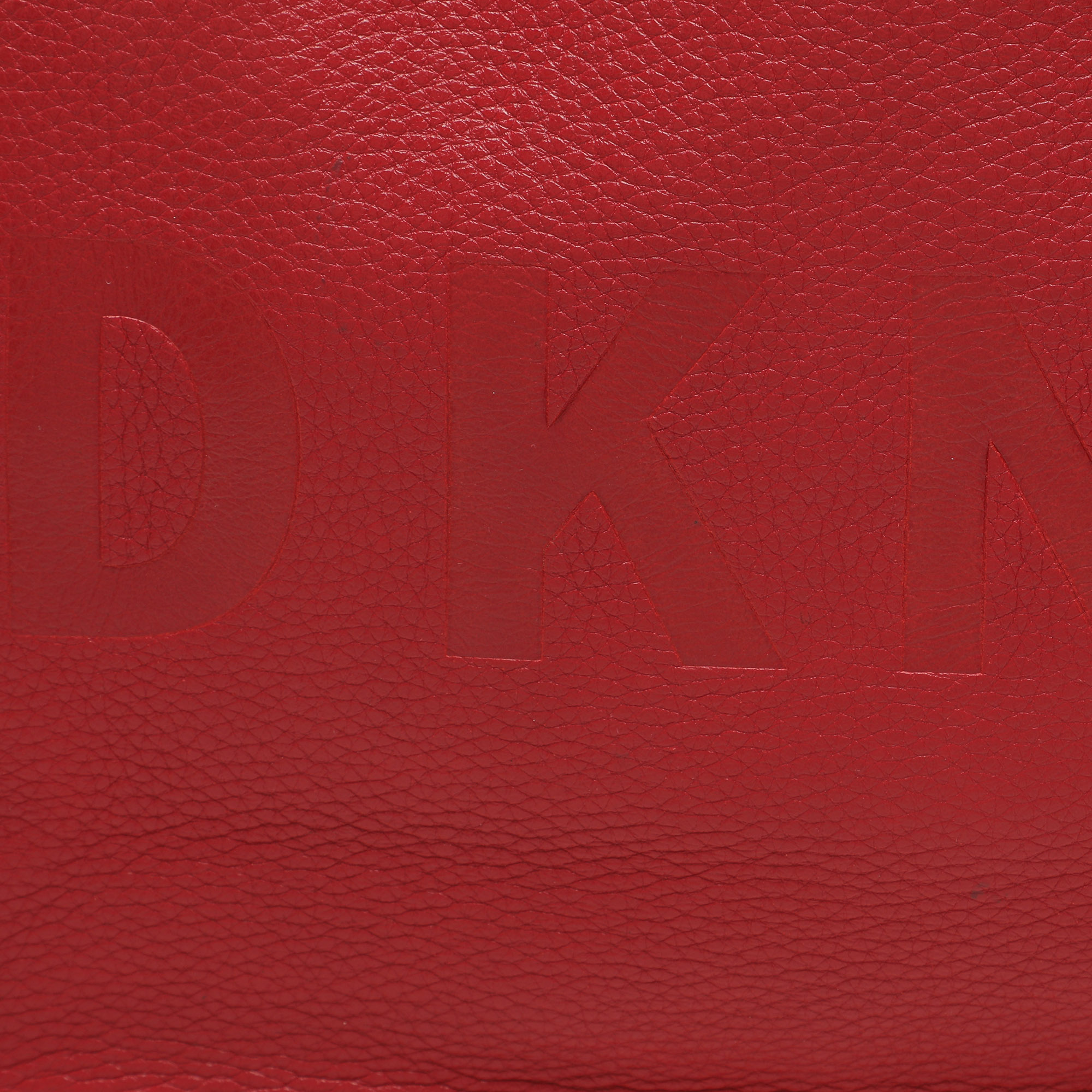 Dkny Red Leather Logo Embossed Tote