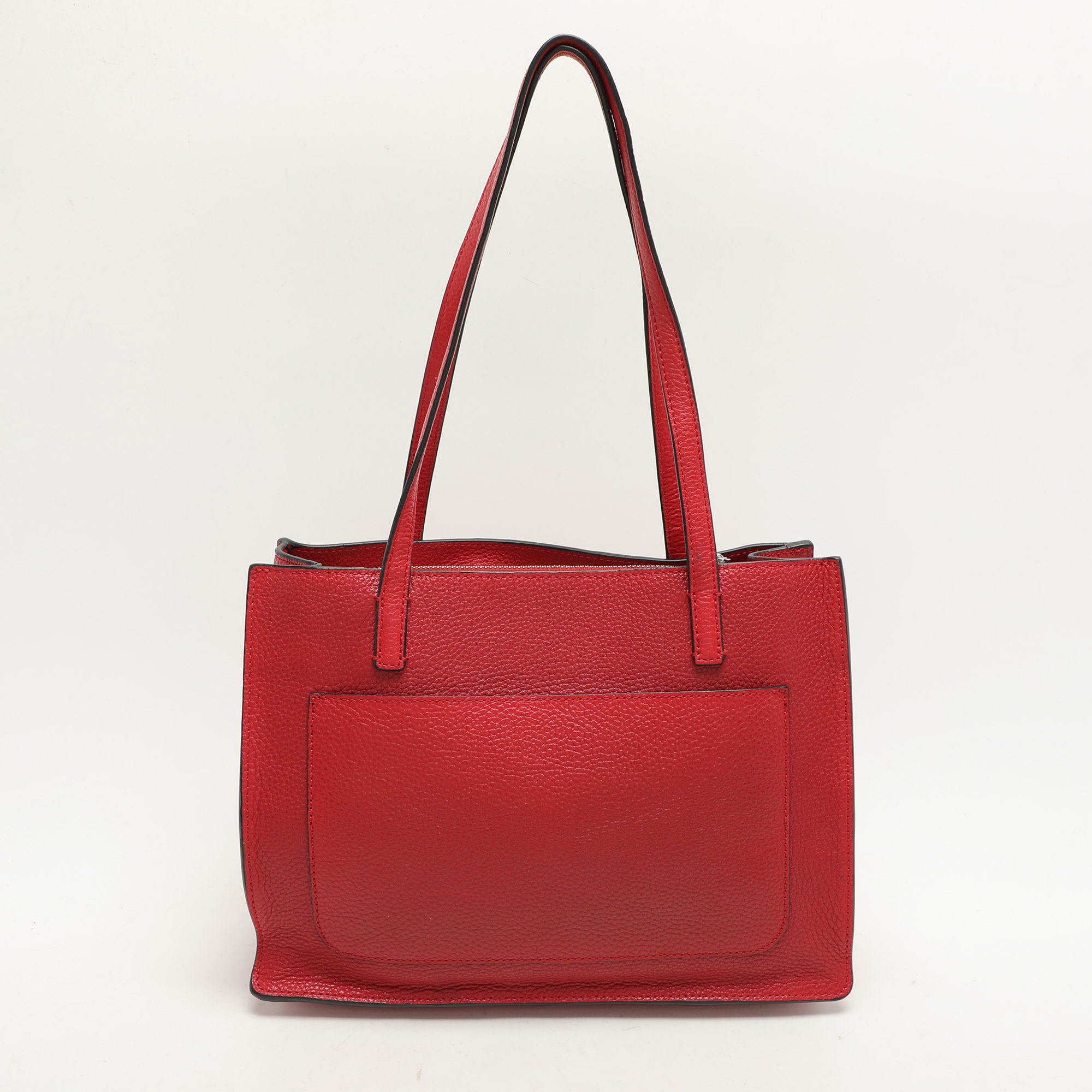 Dkny Red Leather Logo Embossed Tote