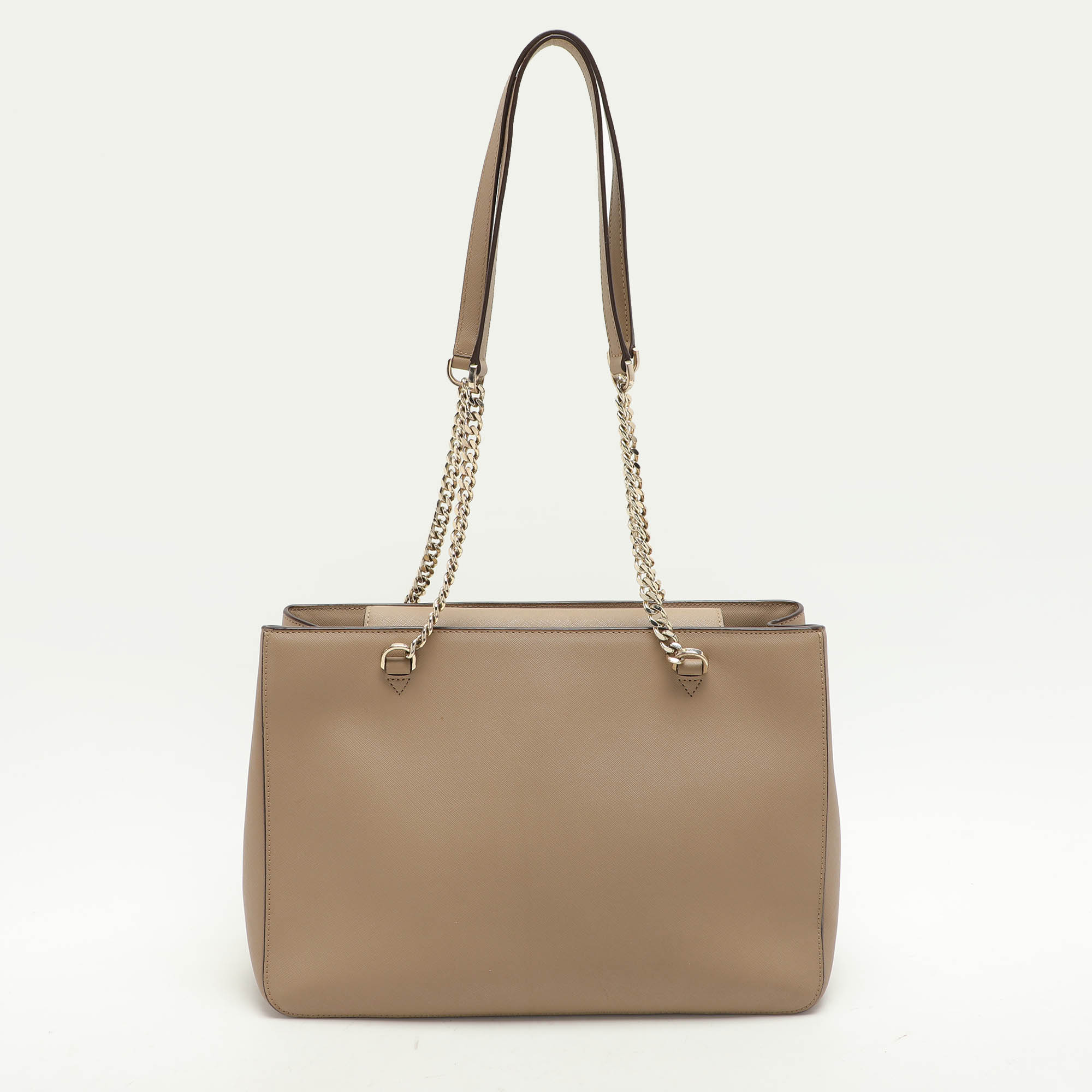 DKNY Beige Leather Bryant Park Chain Tote