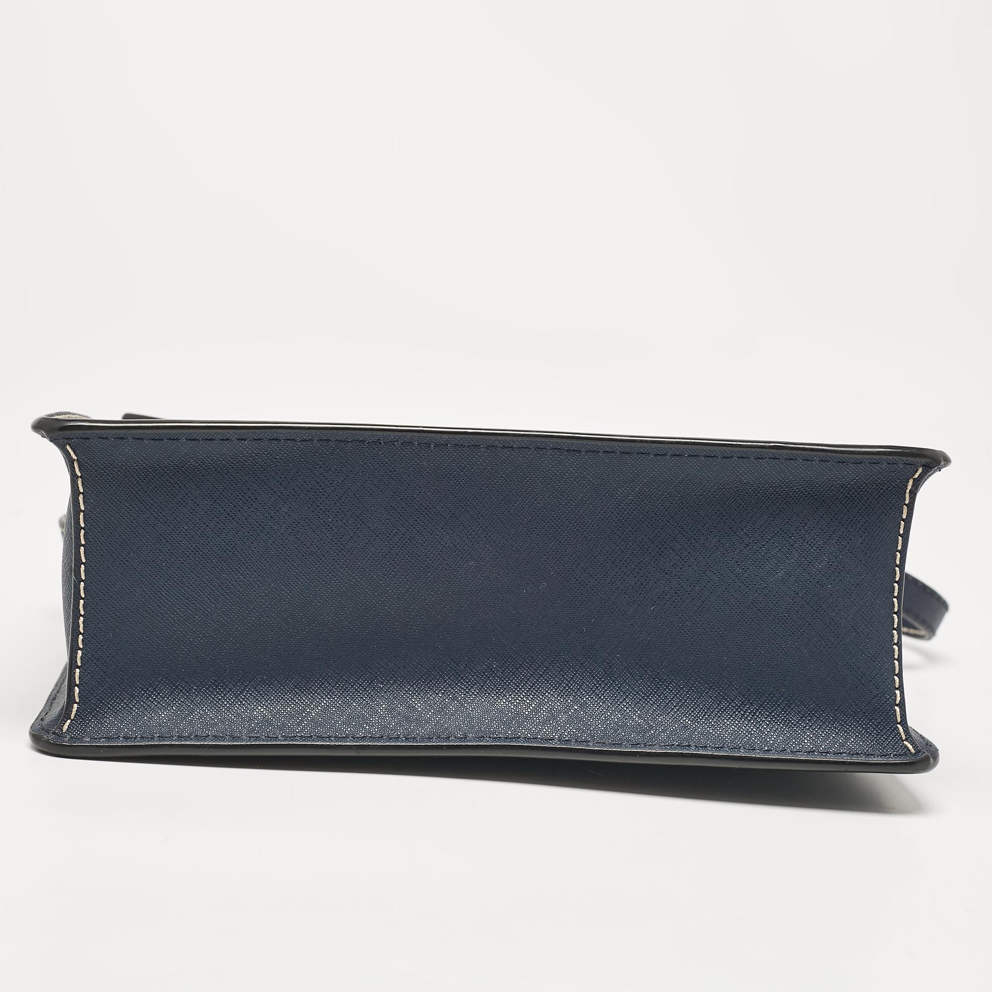 DKNY Navy Blue Saffiano Leather Envelope Flap Shoulder Bag