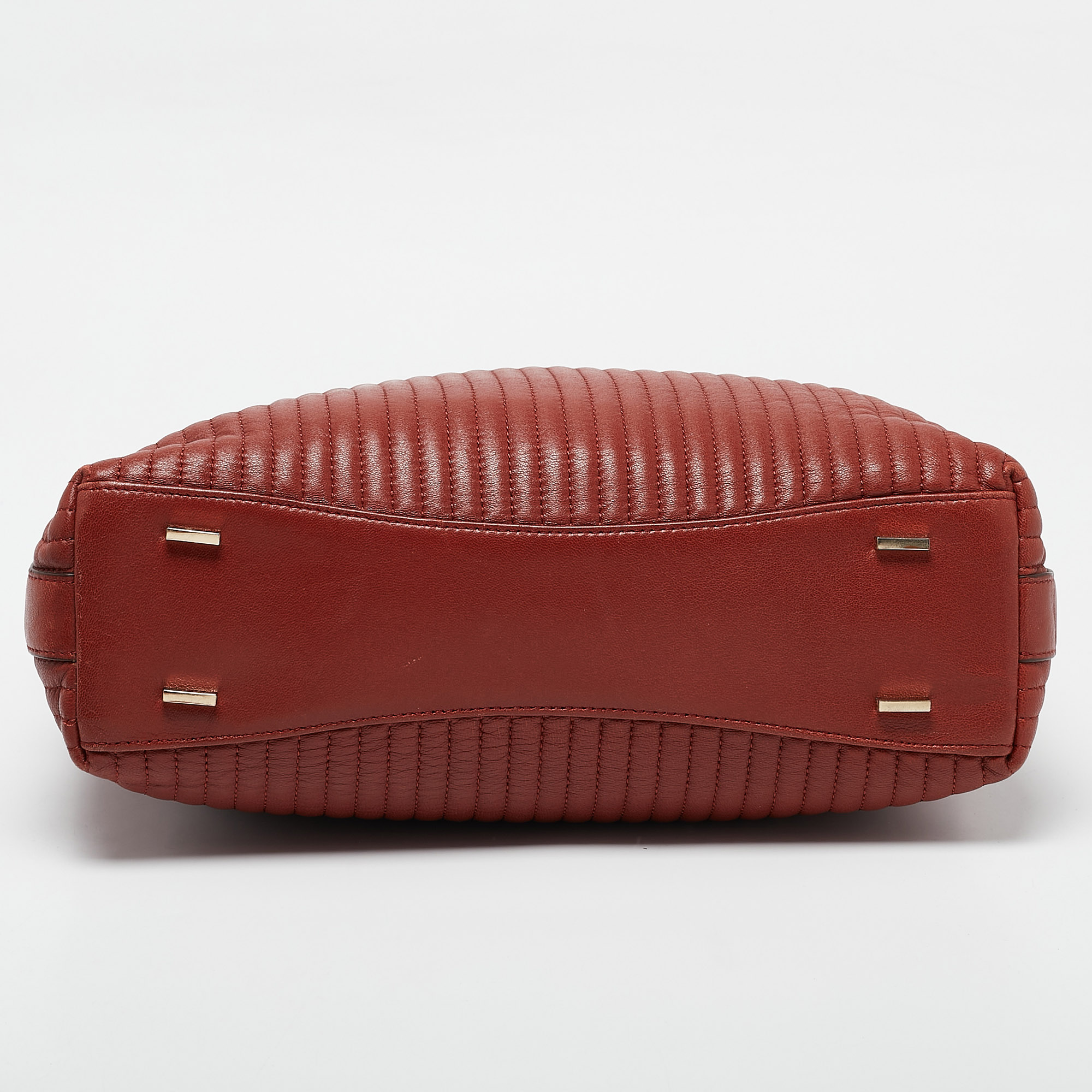 DKNY Brick Red Leather Pinstripe Gansevoort Tote