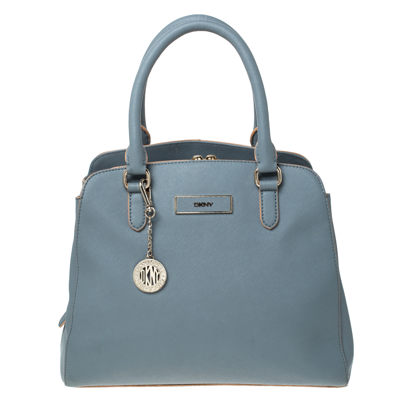 Image of Dkny Ash Blue Leather Satchel