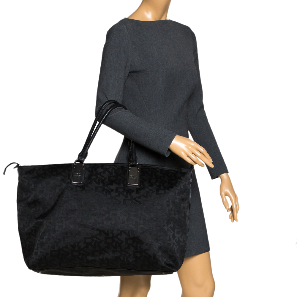 DKNY Black Signature Canvas Tote